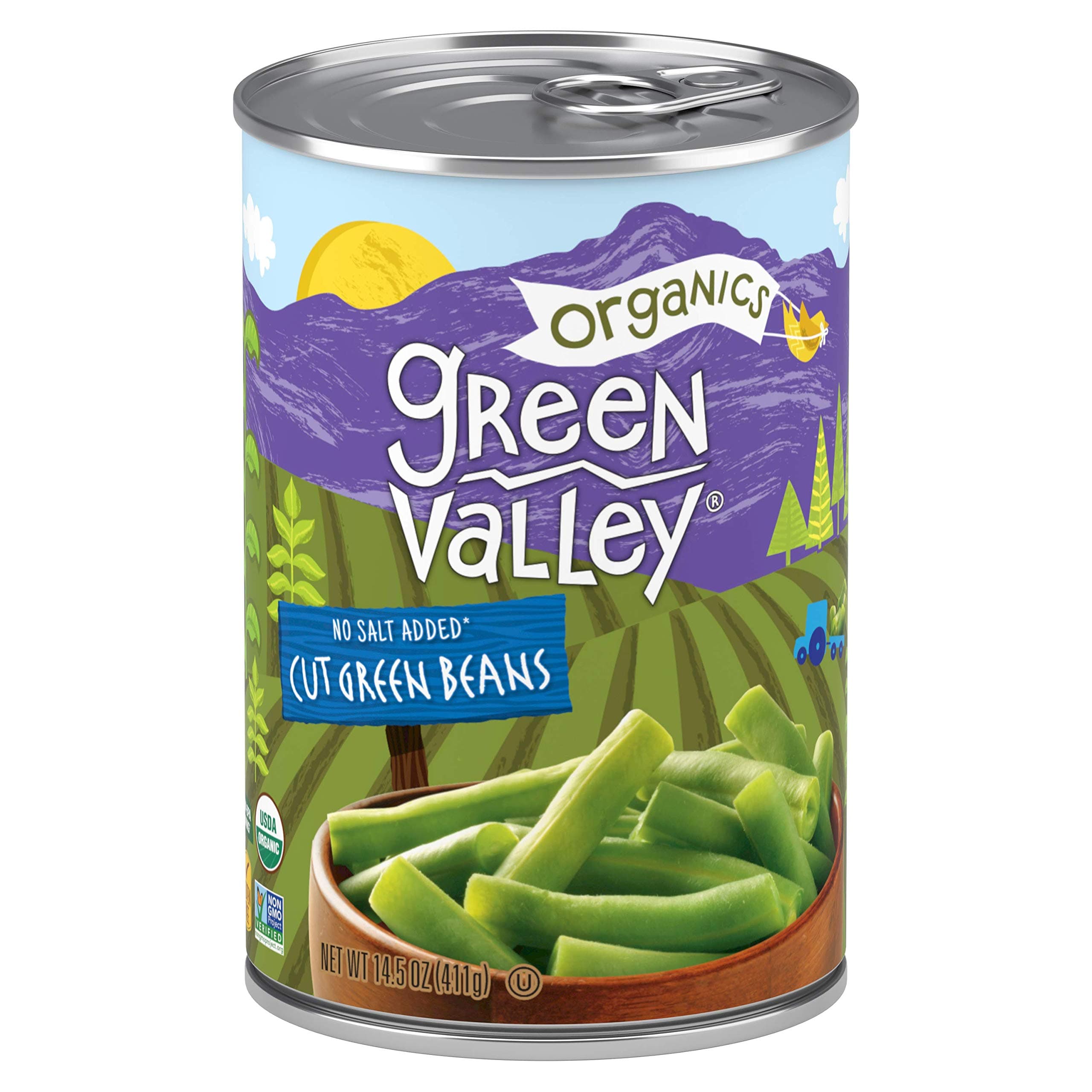 Green Valley Organics Cut Green Beans | Certified Organic | Non-GMO Project Verified | Deliciously Tender-Crisp | 14.5 ounce can (Pack of 12)