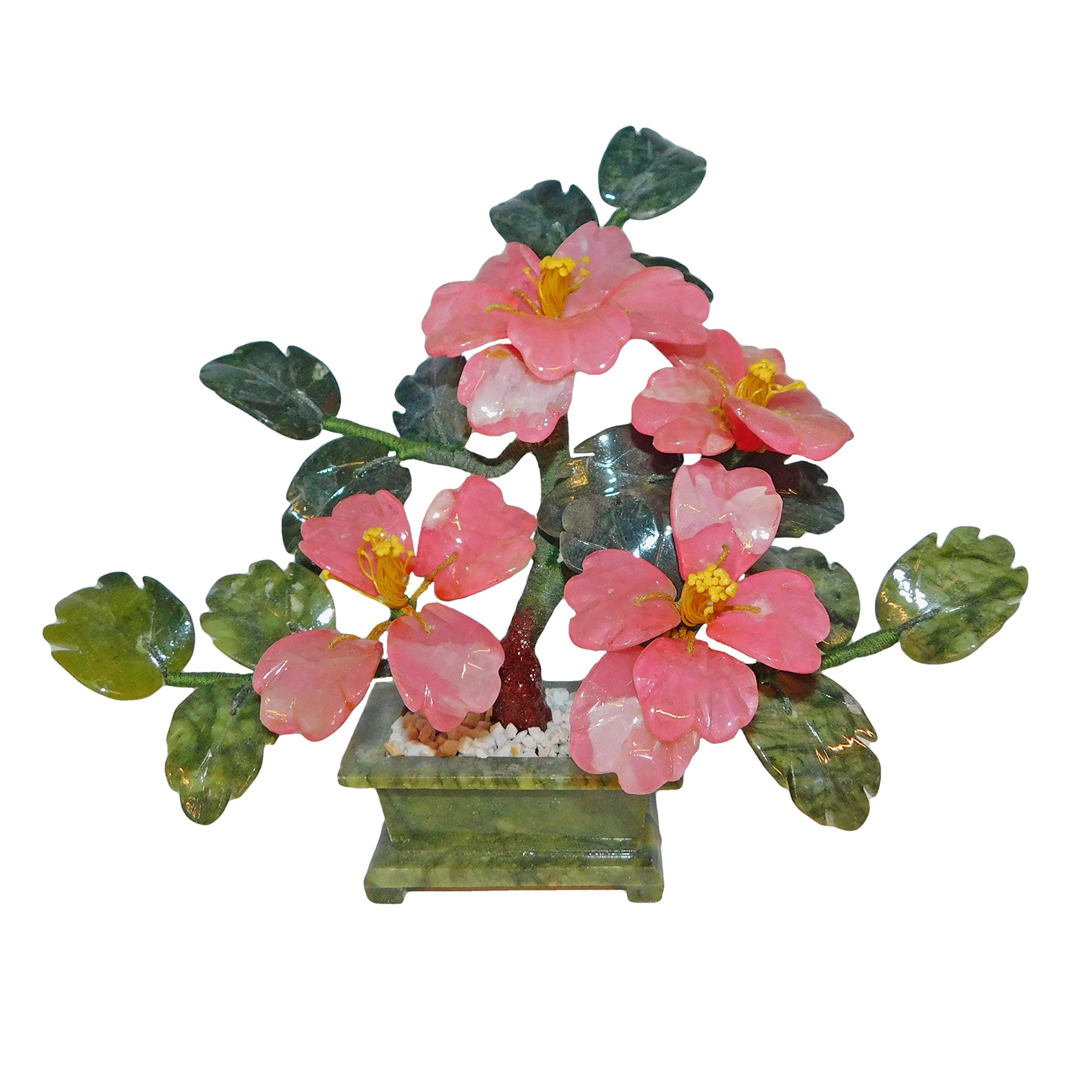 ORIENTAL FurnitureWarehouse Stone Ming Jade Flower Plant Pink