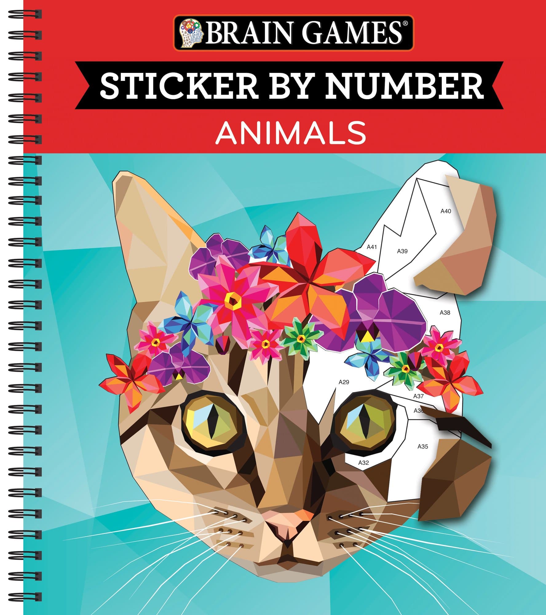 Brain Games - Sticker by Number: Animals (28 Images to Sticker) Spiral-bound – 1 Aug. 2017