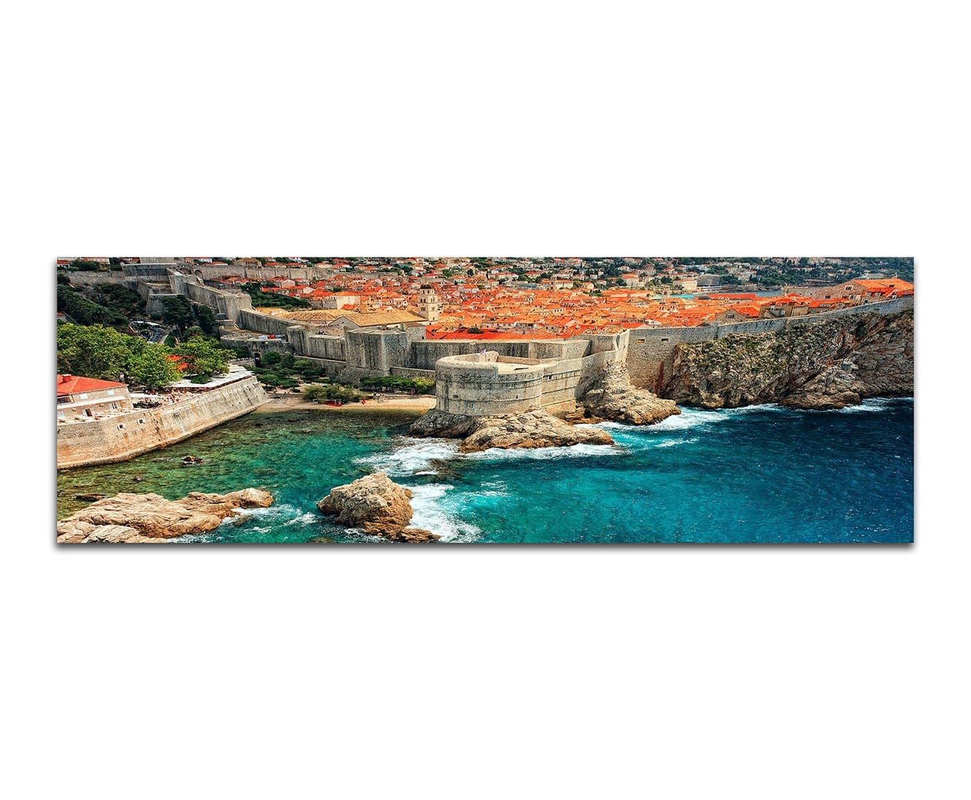 Image Wall Poster Art Print 150x50 cm Sea Dubrovnik Croatia Town Mountains