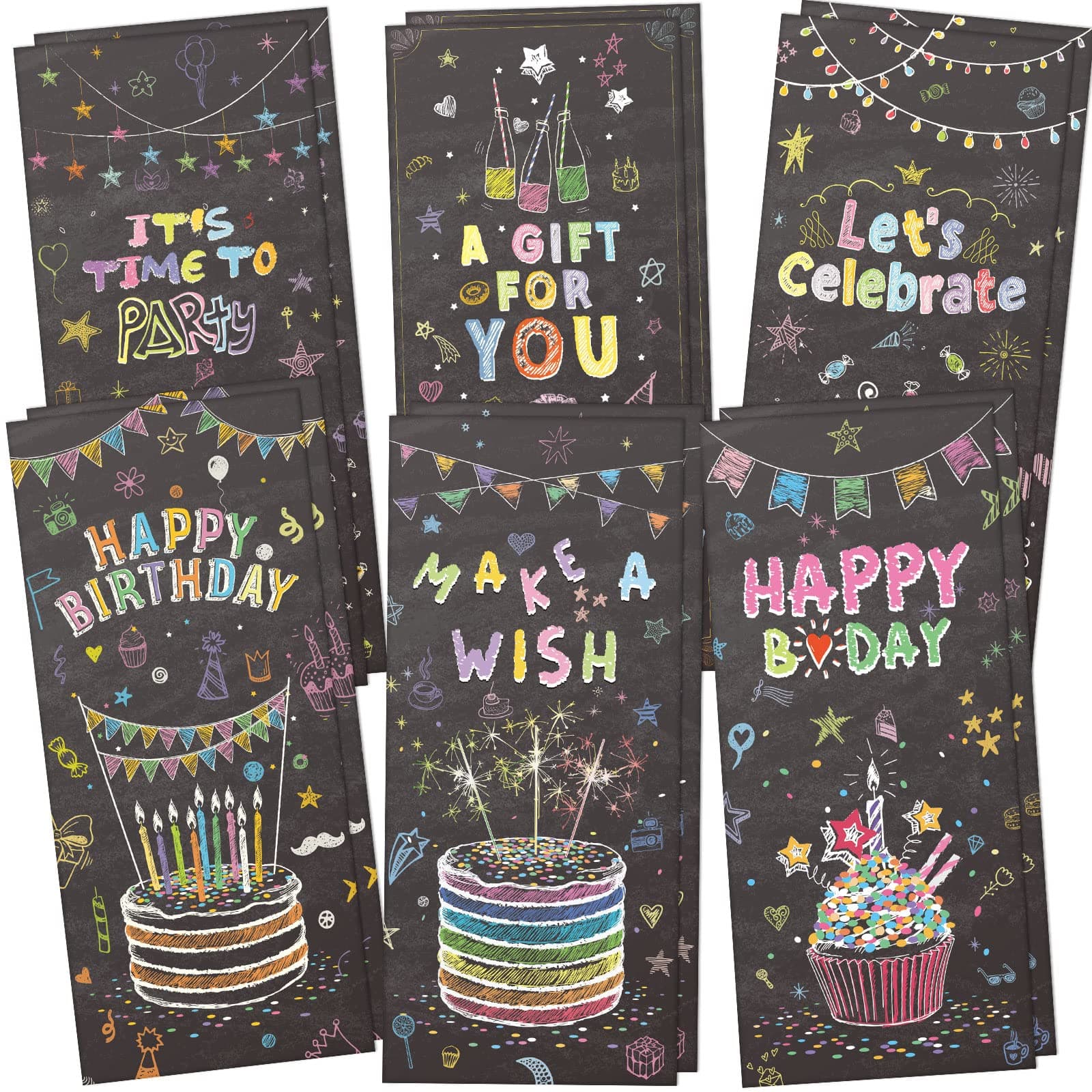 Kisston 150 Pieces Happy Birthday Money Envelopes for Cash 2.88 x 6.5 Inch Currency Envelopes Birthday Greeting Card Sleeves Envelopes for Cards Cash Tips Coins Presents Gift Company Bonuses