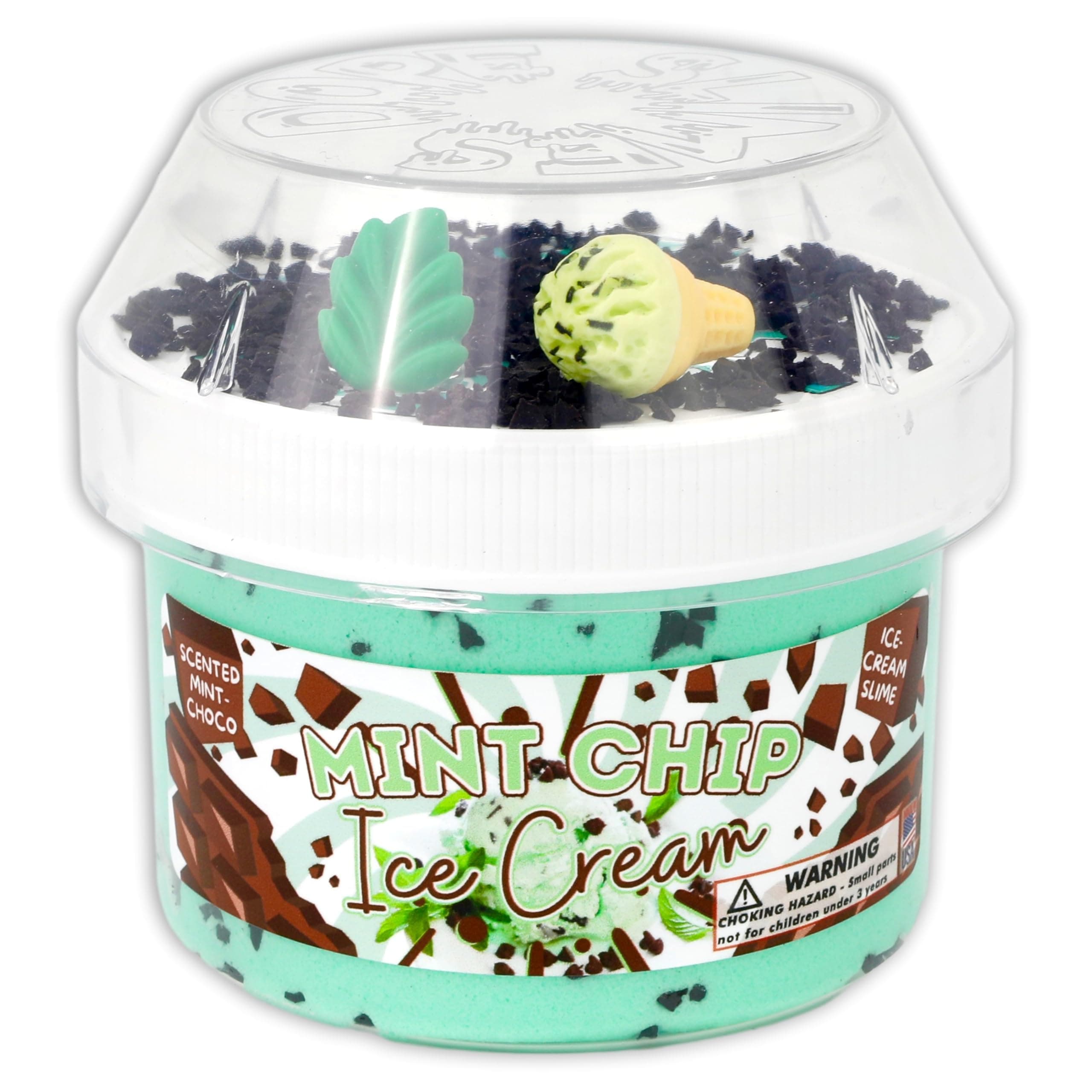 Mint Chip Ice Cream - Ice-Cream Textured Slime - Handmade in USA - Dope Slimes - Teal