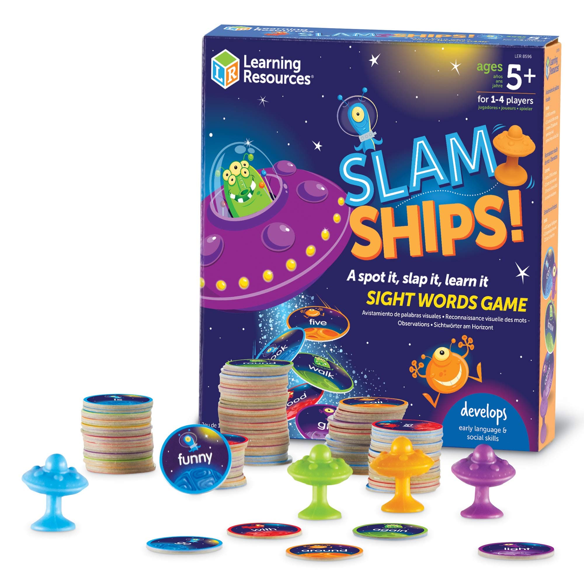 Slam Ships Sight Words Game - Phonics Flash Cards,Montessori Spelling, Homeschool, Classroom Must Haves, Teacher Supplies, Gifts for Boys and Girls