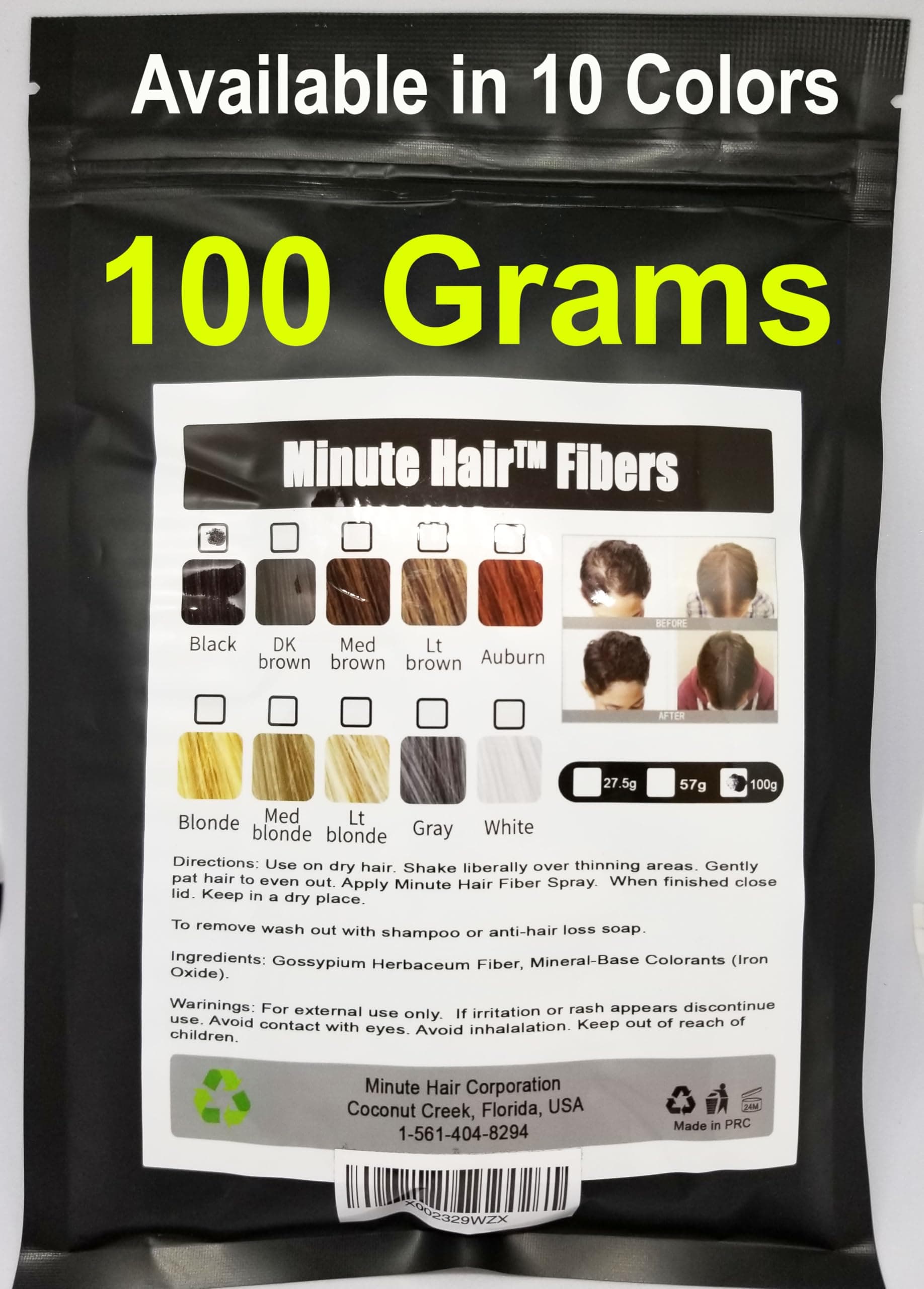 Minute Hair Hair Building Fibers 100 Grams (3.5 oz) Refill Hair Loss Concealer That You Can Use for Your Bottles From Competitors Like Toppik, Xfusion (Black)