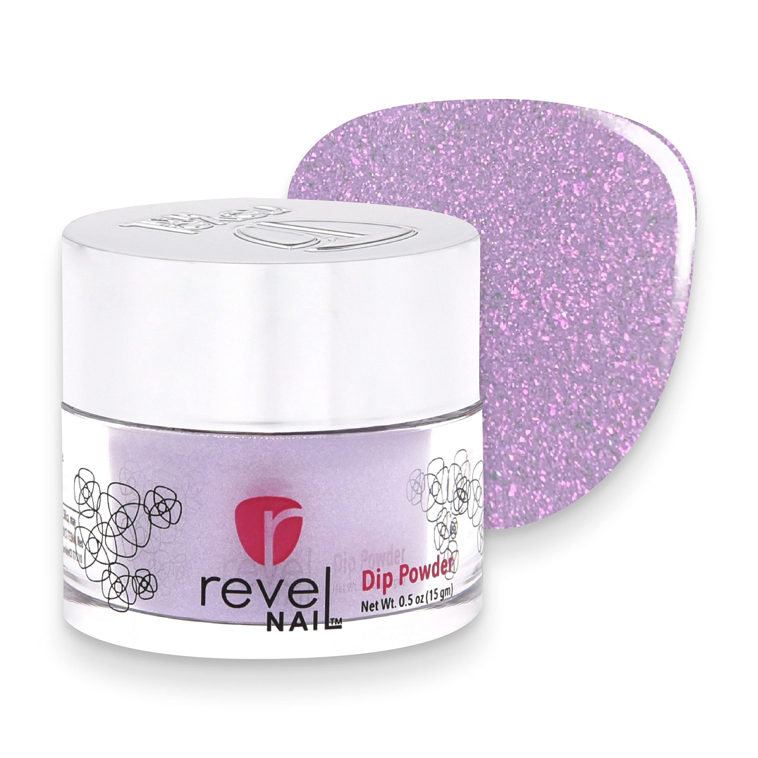 Revel Nail Dip Powder - Purple Glitter Dip Powder for Nails, Chip Resistant Dip Nail Powder with Vitamin E and Calcium, DIY Manicure, Enchanted