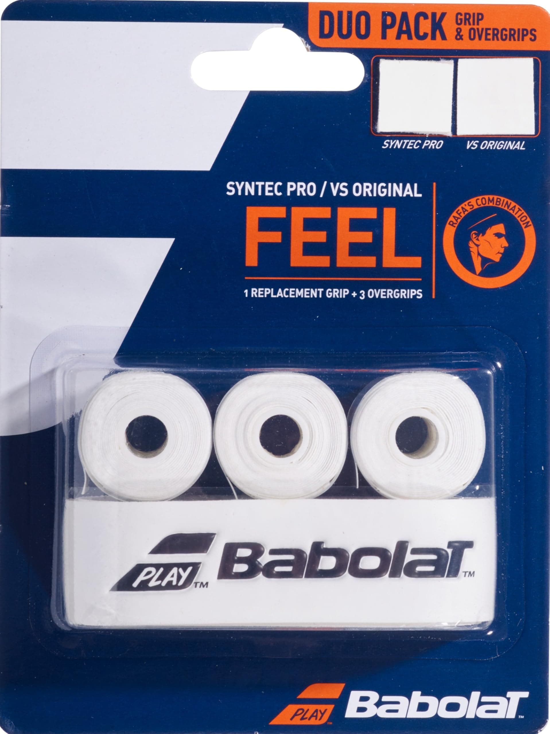 Babolat Syntec Pro + Vs Original Tennis Racquet Overgrip 3-Pack