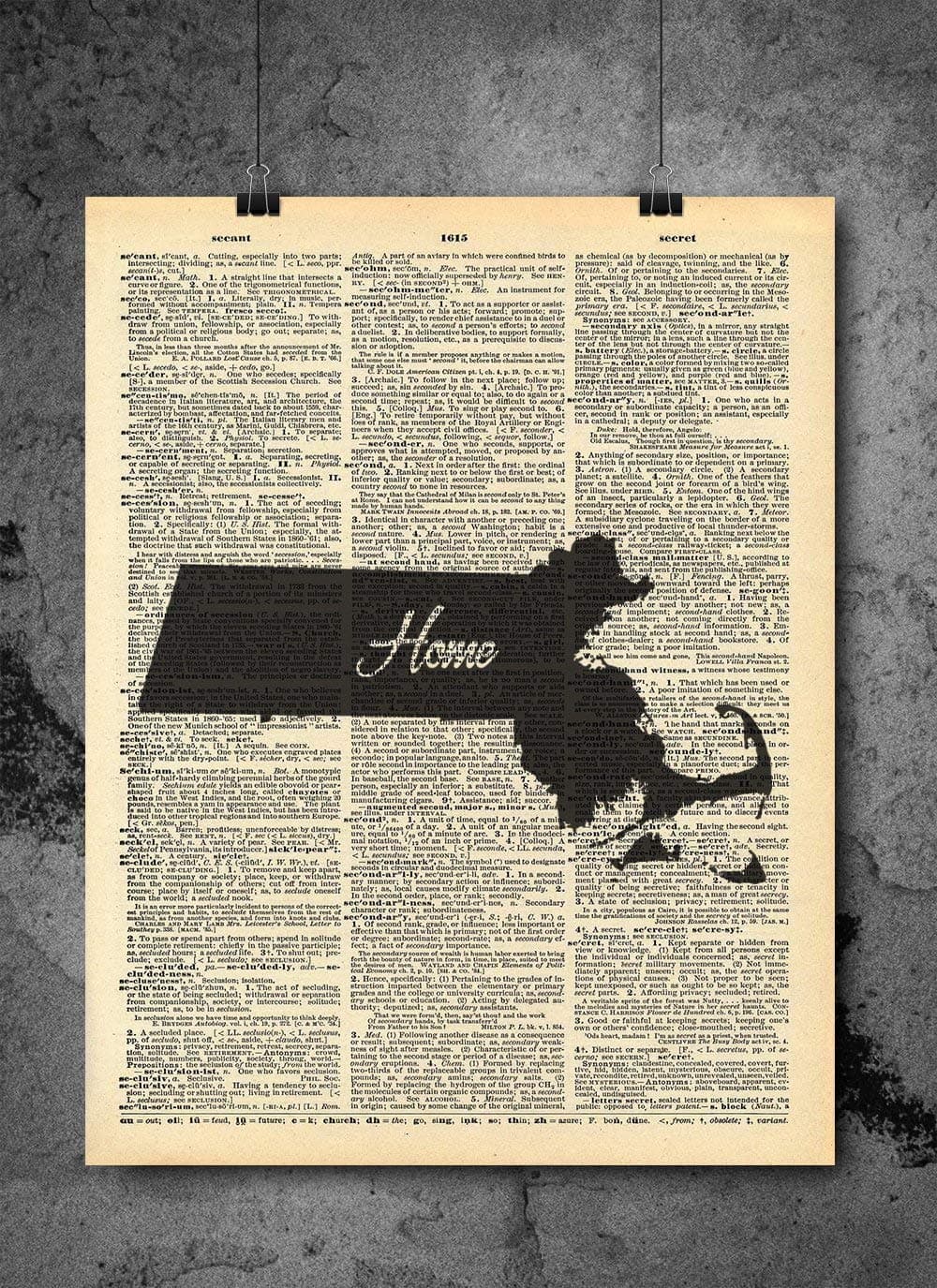 Massachusetts State Vintage Map Vintage Dictionary Print 8x10 inch Home Vintage Art Abstract Prints Wall Art for Home Decor Wall Decorations For Living Room Bedroom Office Ready-to-Frame Home