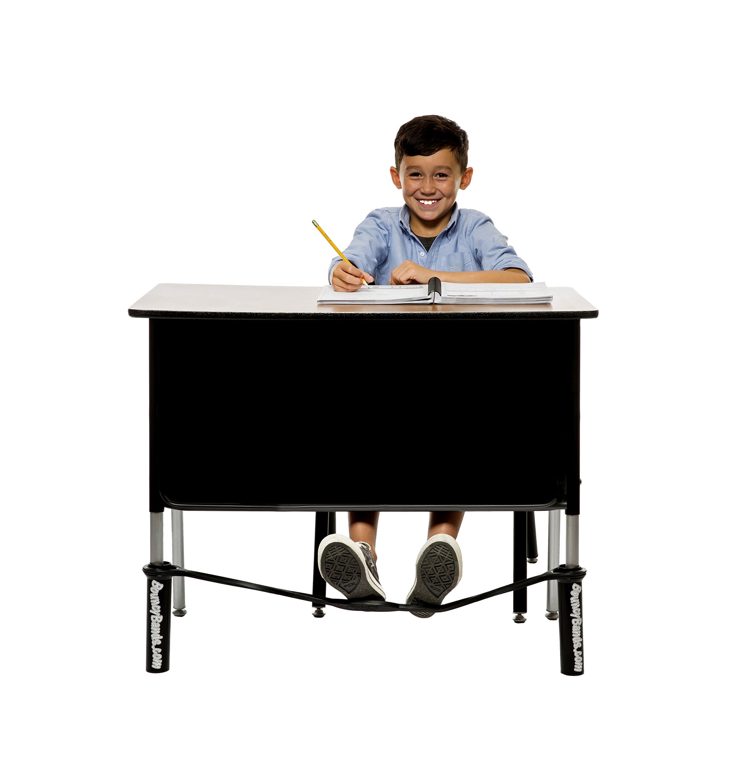 Bouncyband Original Bouncy Bands for Extra-Wide School Desks, Black Tubes (BBADWBK)