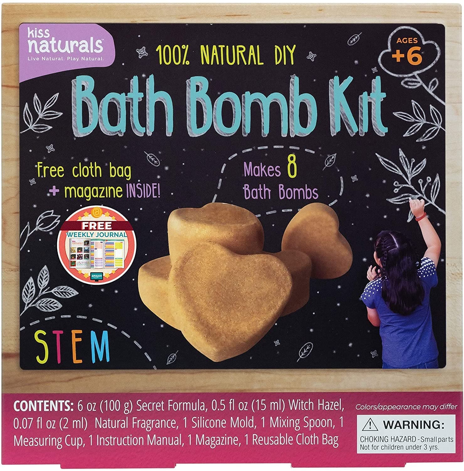 Kiss NaturalsOrganic DIY Bath Bomb Making Kit | Make Your Own Arts & Craft for Boys and Girls | Reusable Mold, Multi-Color & Scents | Fun and Educational Activity |
