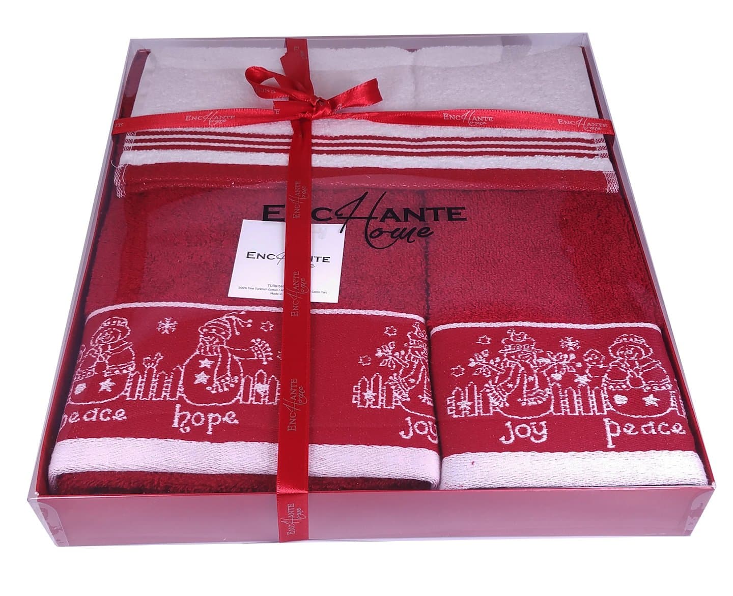 Enchante Home Joy-Hope-Peace Christmas Towel Set, Red