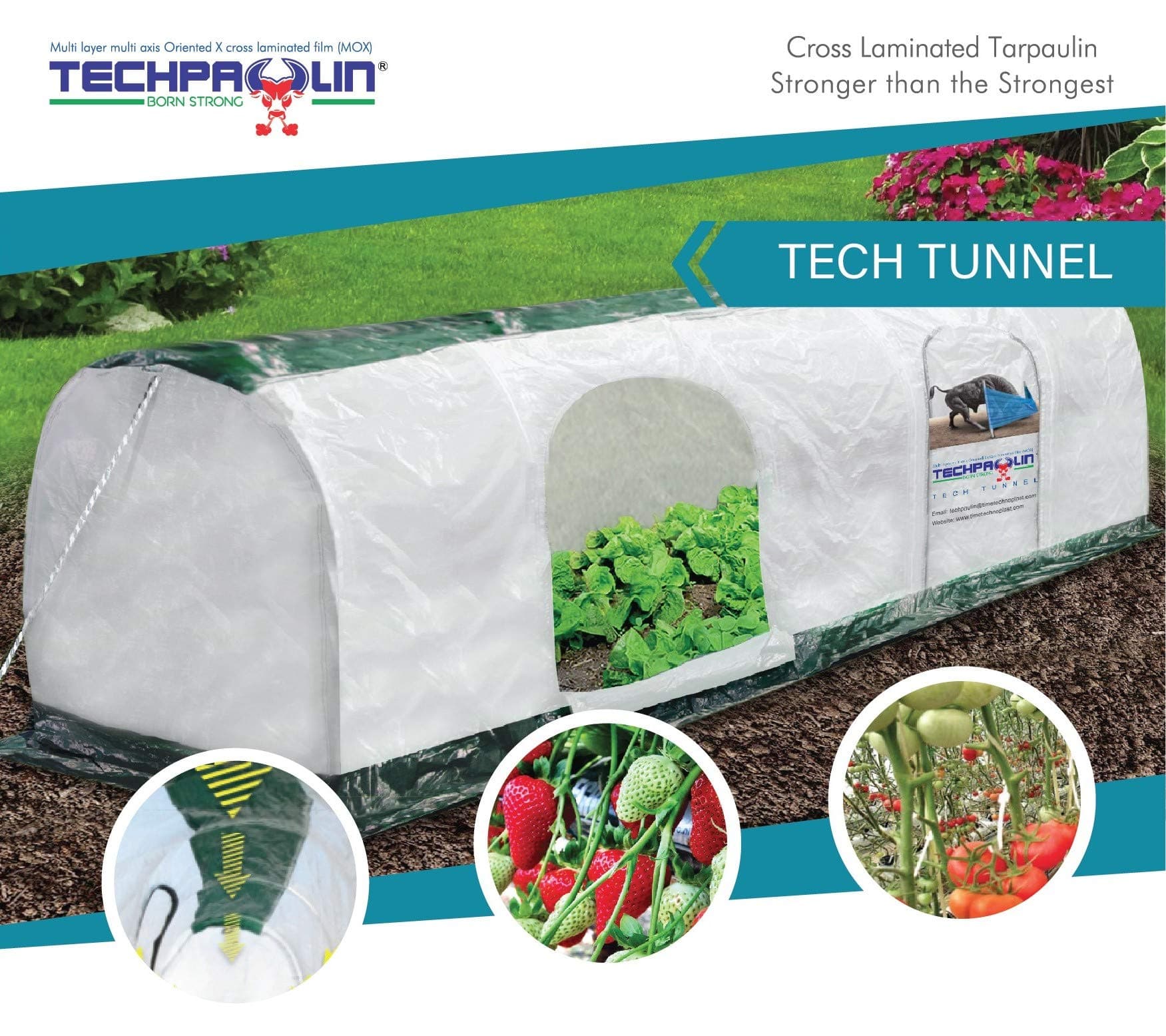 Queen of Tarps Tech Tunnel, Mini Greenhouse 118" L, 28" W, 31" H. Perfect for Small Home Garden