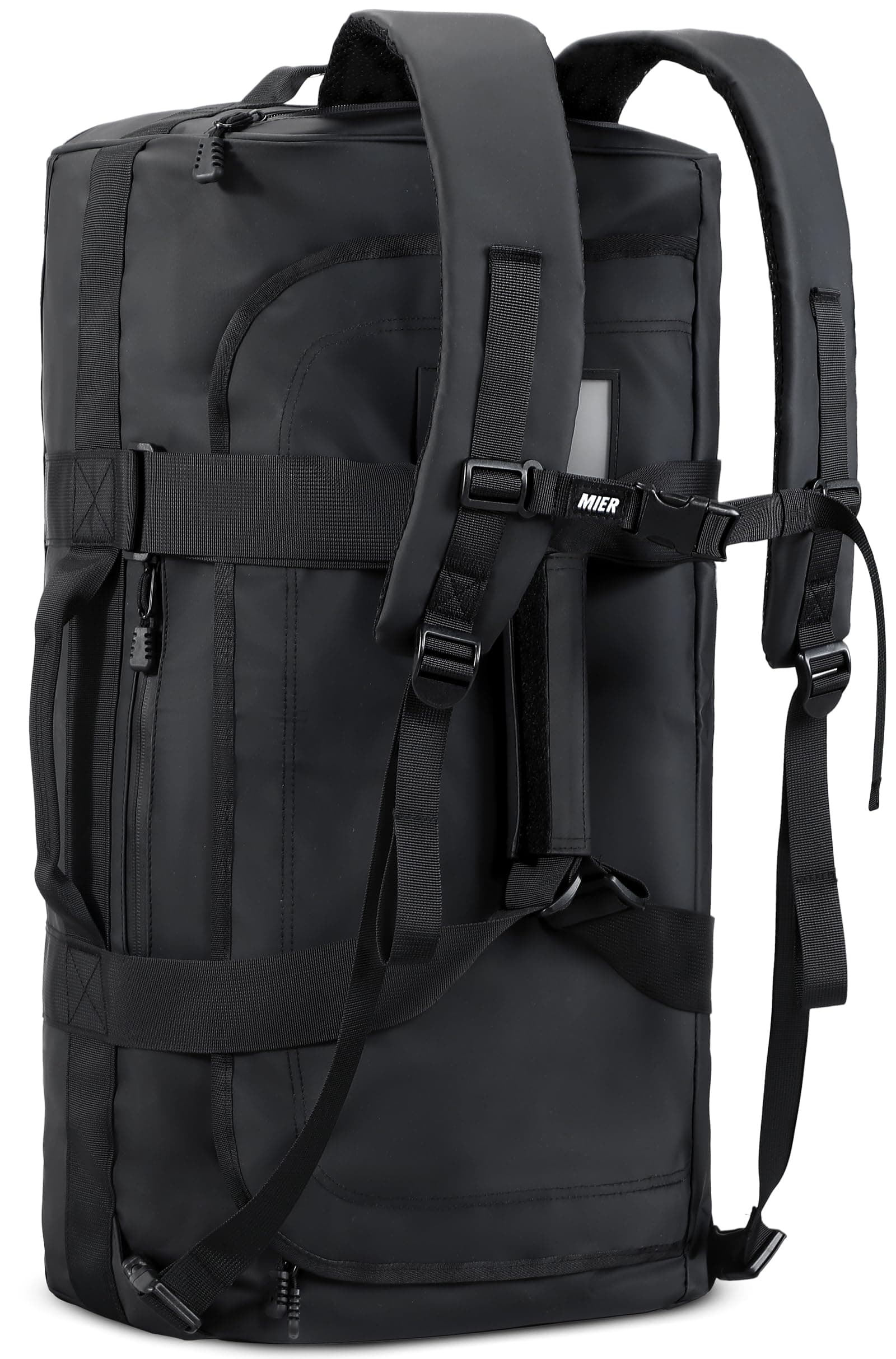 MIER Water Resistant Convertible Backpack Duffle Bag With Straps for Gym, Sports, Travel - Heavy Duty, Black, 90L