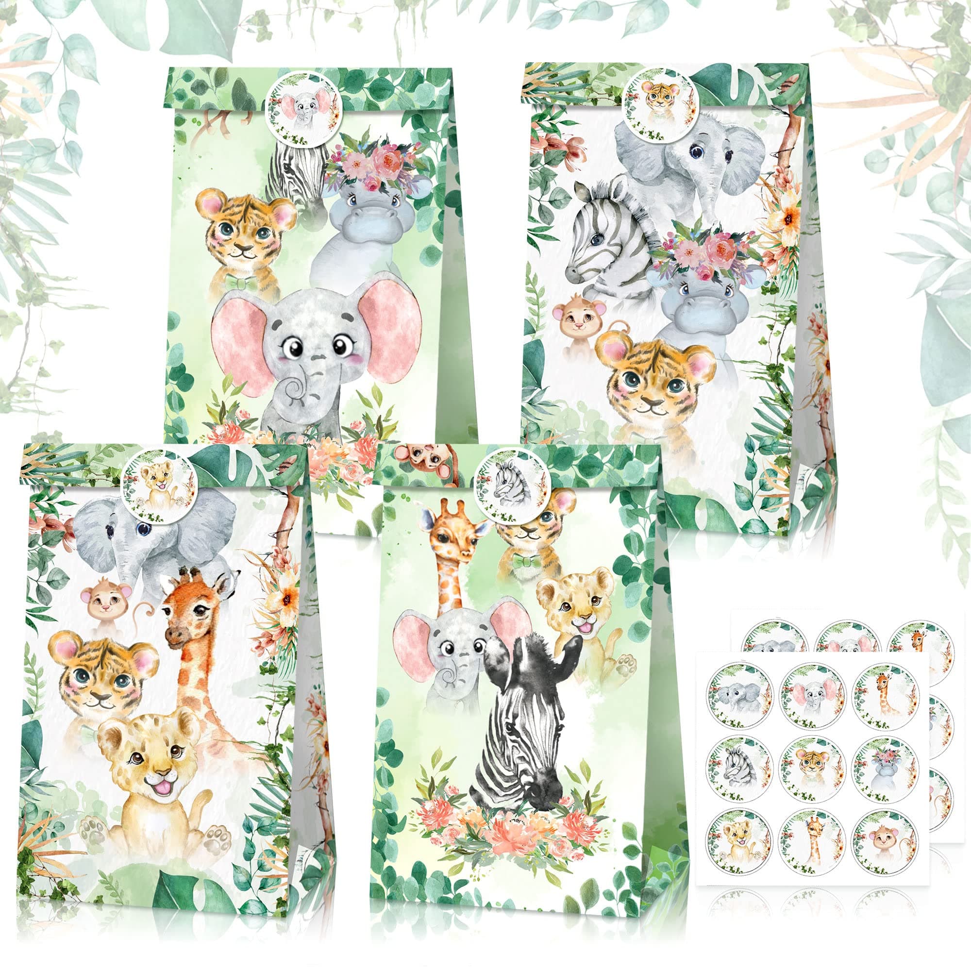 JeVenis Girls Jungle Party Favors Safari Party Favor Bags Wild One Party Favor Bags Young Wild and Three Party Supplies Two Wild Party Favors Jungle Baby Shower Decoration