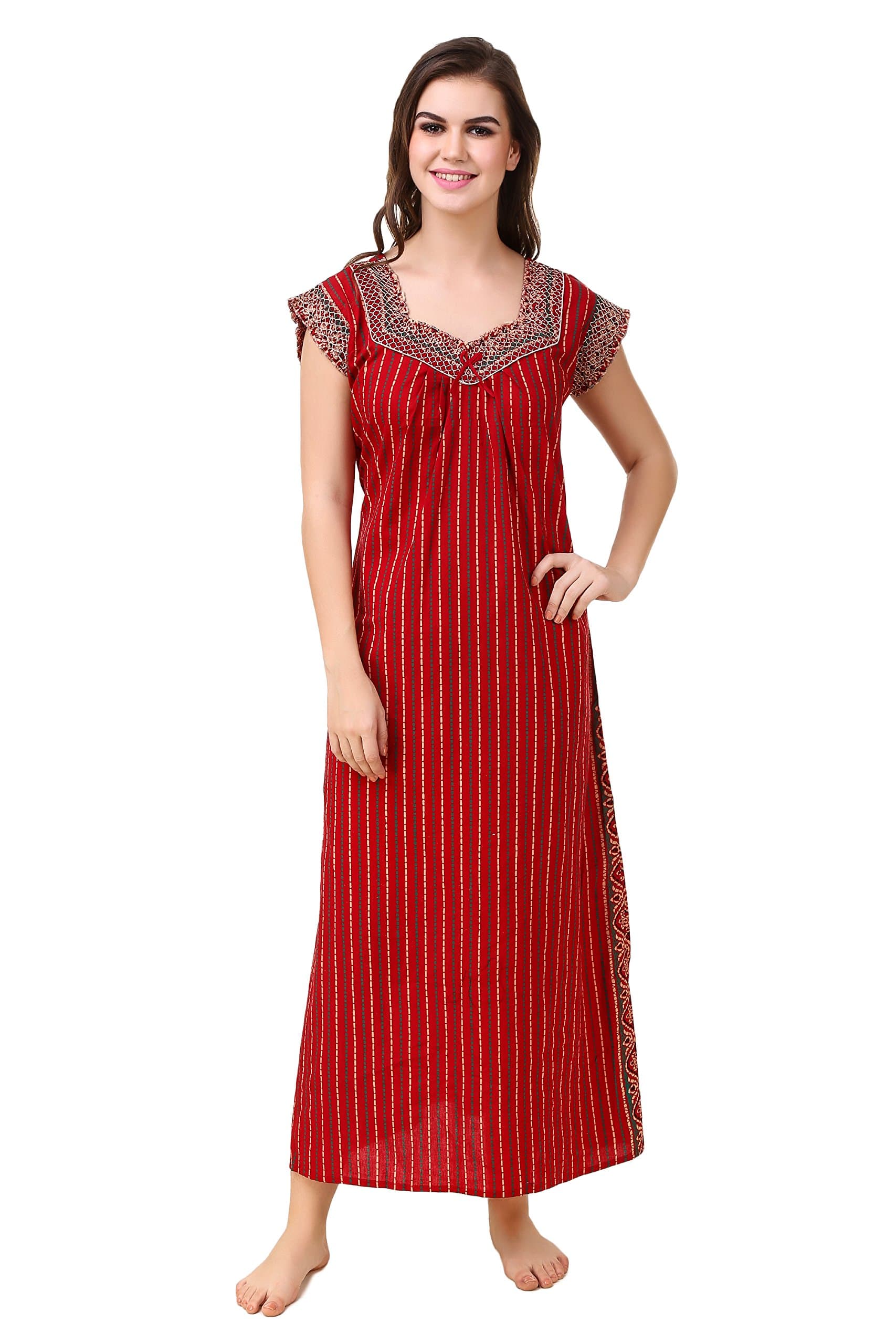Women's Cotton-Nighty Red, One Size