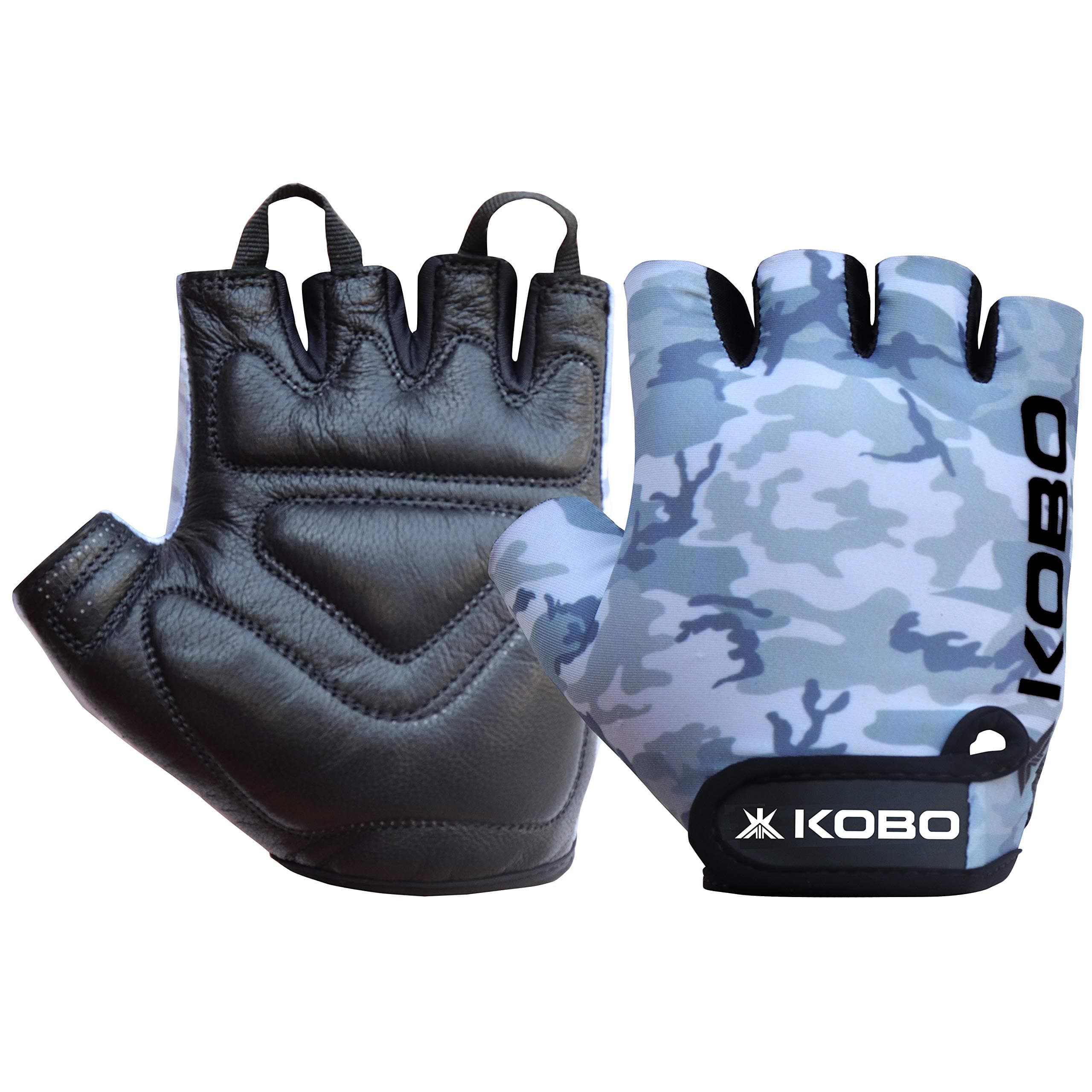 Kobo WTG-51 Weight Lifting Gym Gloves Leather Camouflage Leather Hand Protector for Fitness Training (Multi Colour)