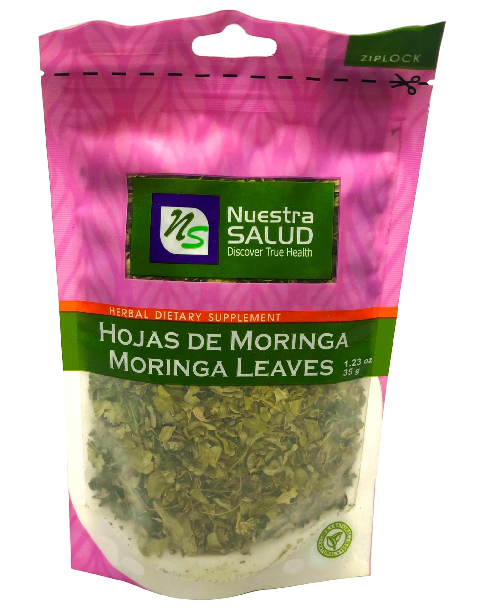 Dried Moringa Leaves Infusion Tea (35gr) - All Natural Moringa Tea in a Zip Lock Bag Premium Silver Line