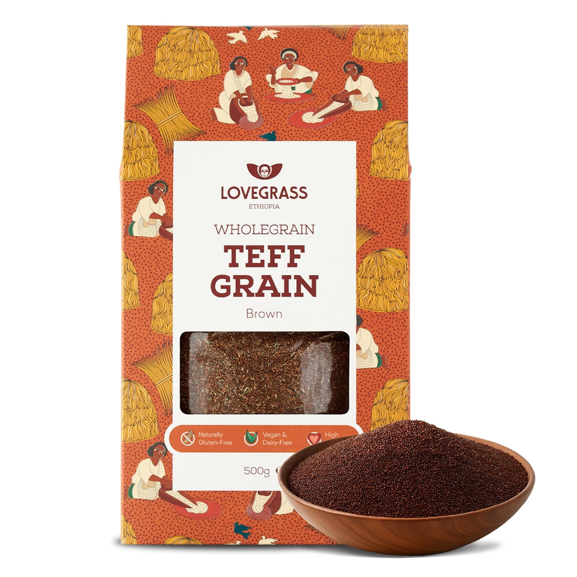– Lovegrass Ethiopia Habesha Brown Teff Grain 500g | Gluten Free | Vegan, High Protein, Vitamins & Minerals | Great for Baking or as a Rice, Couscous or Quinoa Substitute
