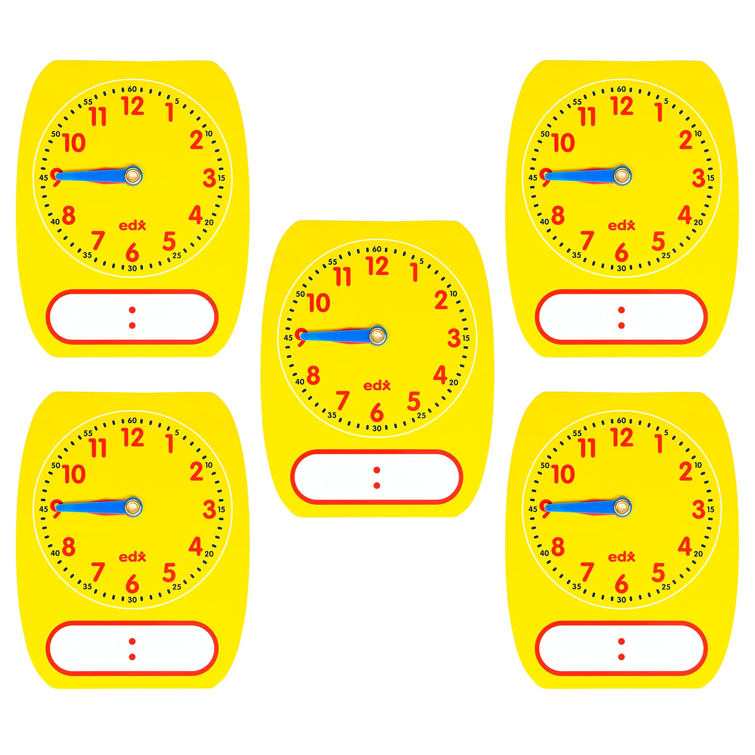 Write-On Wipe-Off Clock Dials - Set of 5