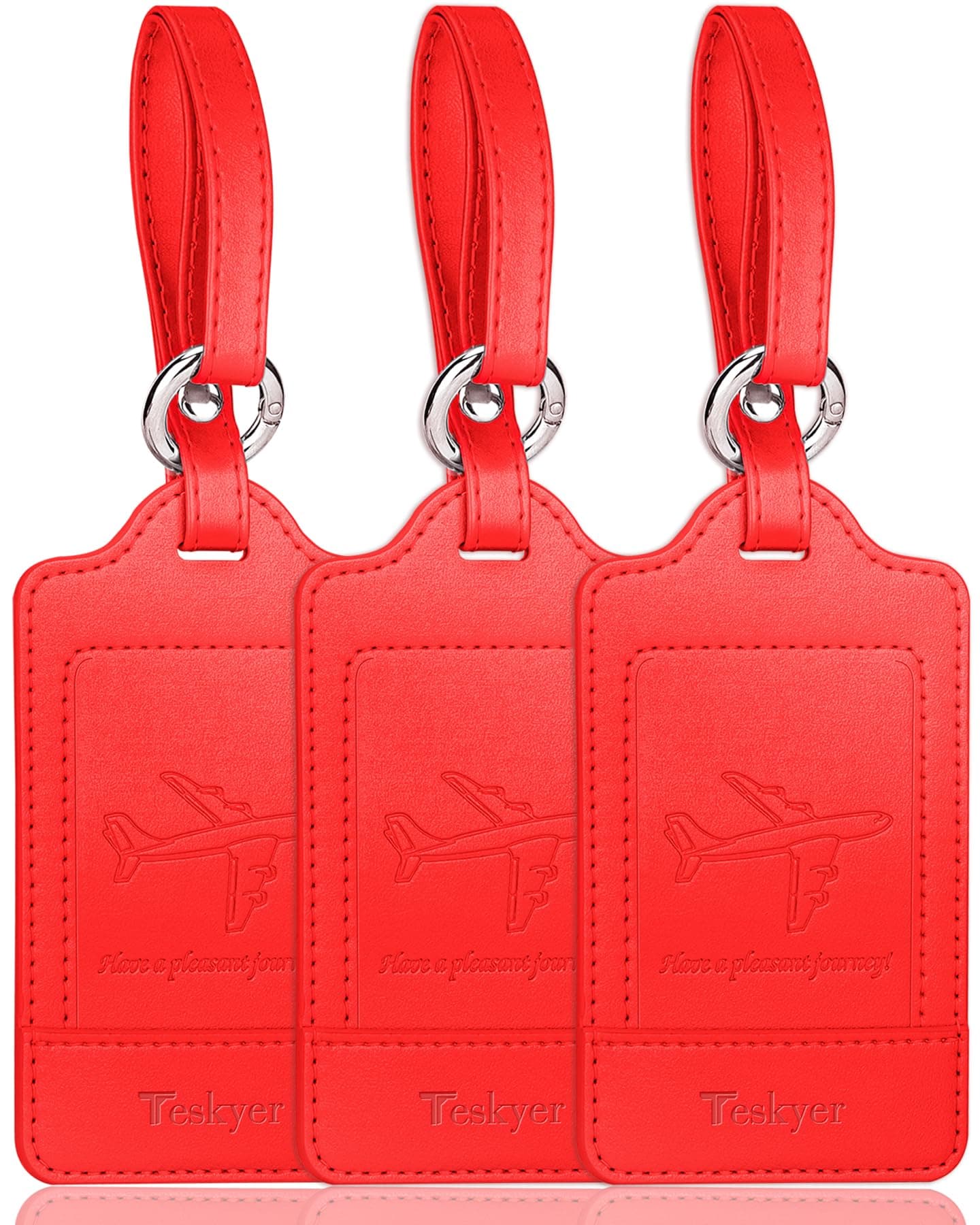 3 Pack Luggage Tags, PU Leather Luggage Tags for Suitcases, Luggage Labels with Name ID Card, Noticeable, Durable, Travel Accessories