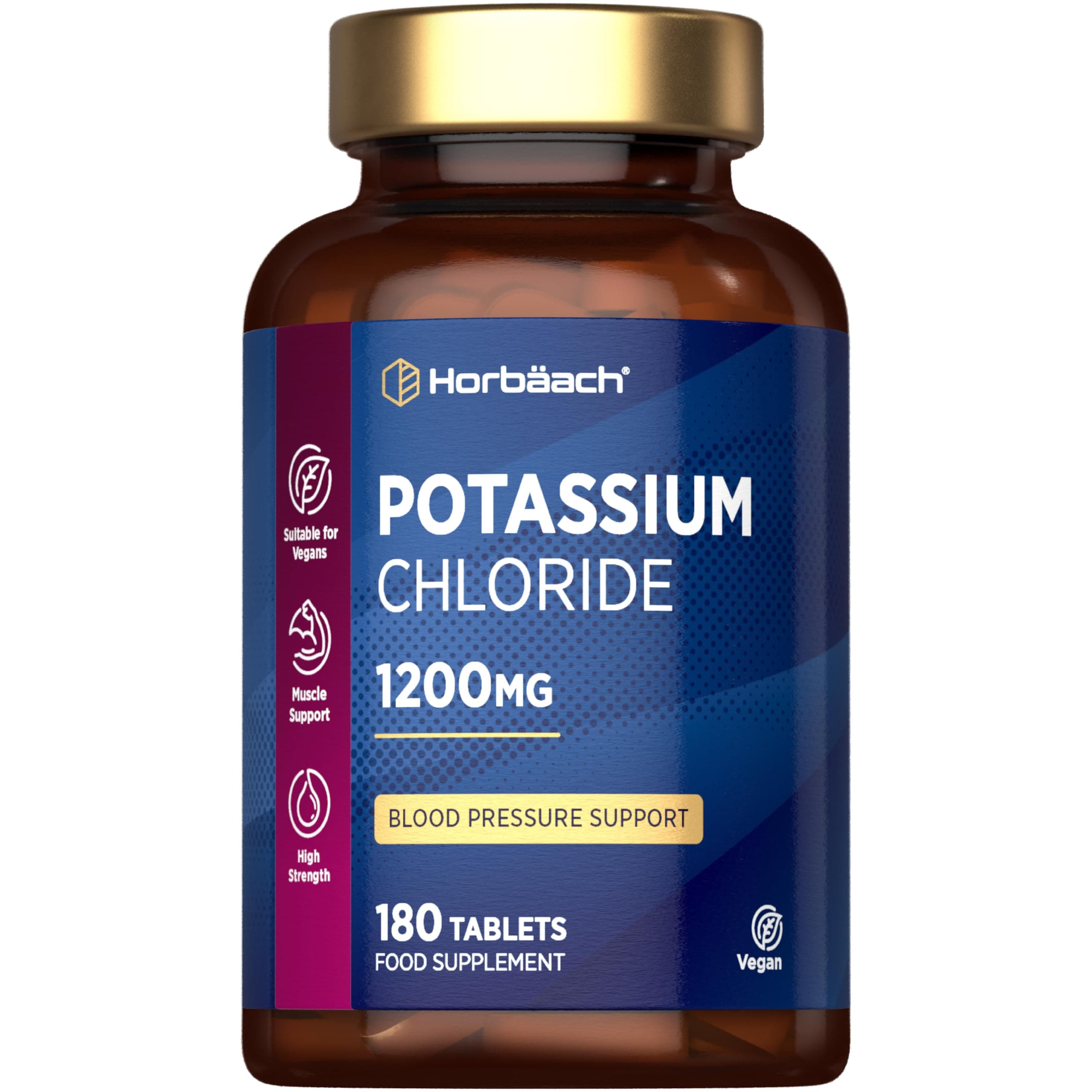 Potassium 200mg & 50mg Vitamin C | 180 Vegan Tablets | Blood Pressure, Muscle Function & Nervous System Support | Non-GMO, Gluten Free Supplement | by