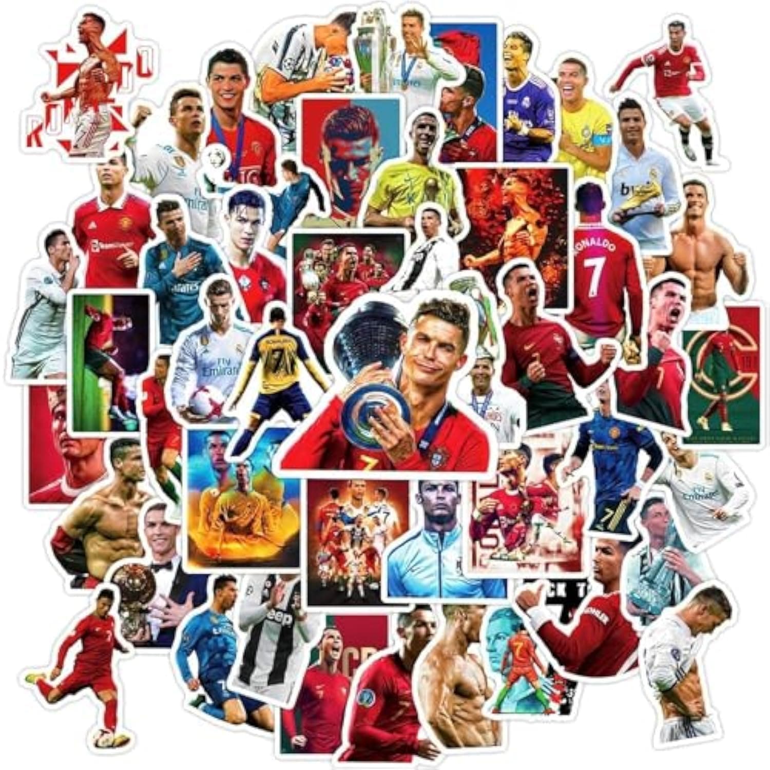 50-Piece C Ronaldo Cute Vinyl Waterproof Sticker