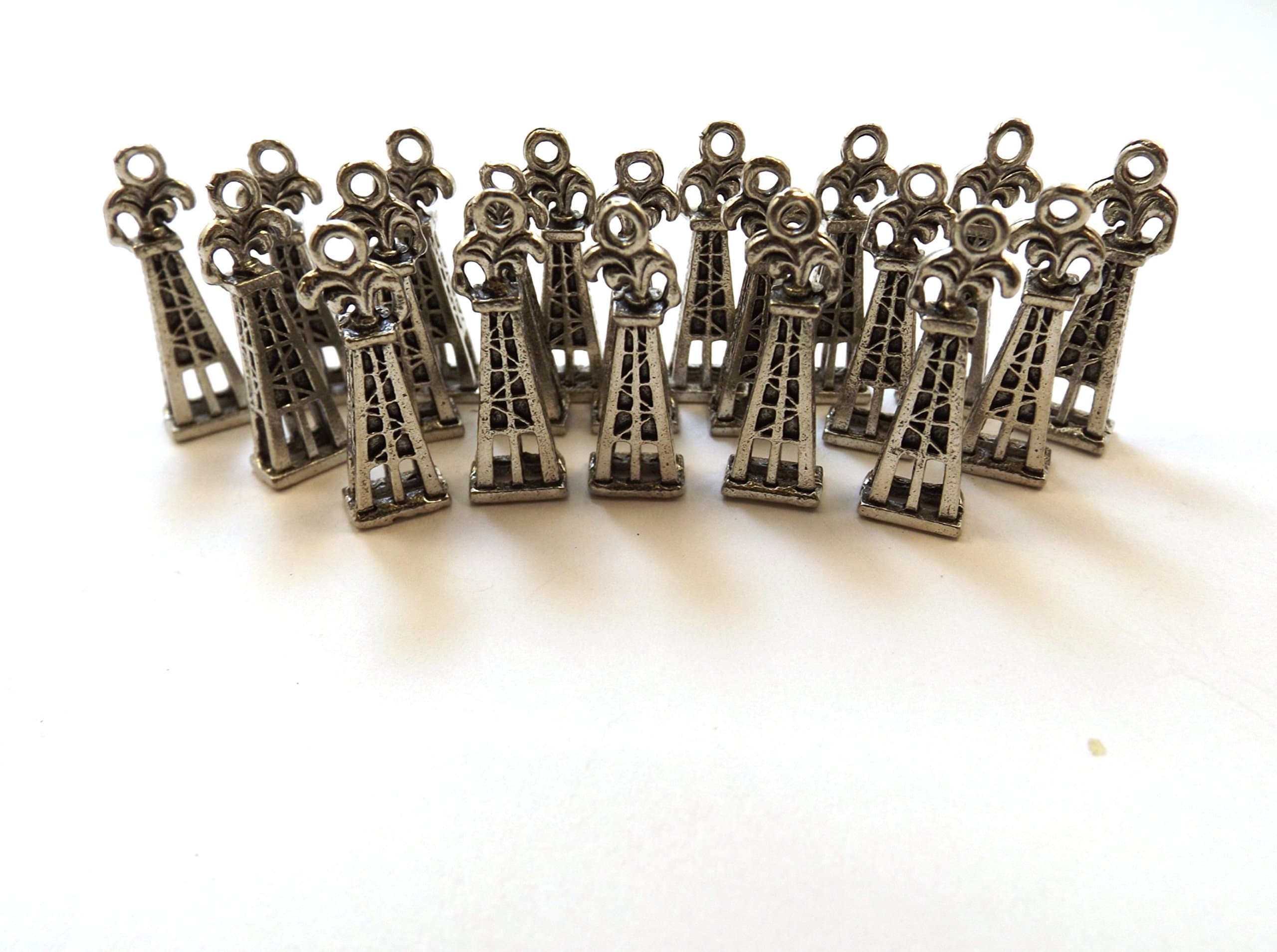 Set of Twenty (20) Pewter Oil Rig Charms
