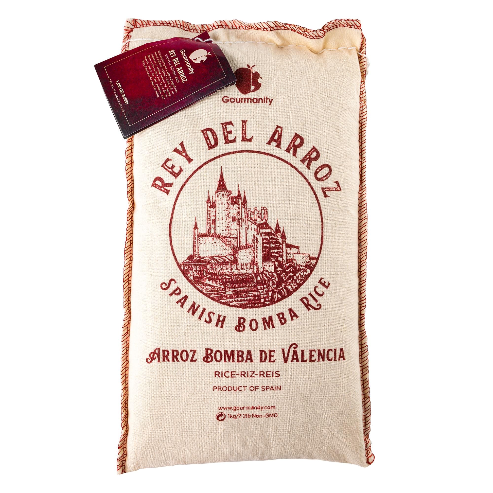 Gourmanity 2.2 lb Spanish Bomba Rice for Paella, Rey del Arroz Authentic Spanish Bomba Rice from Spain