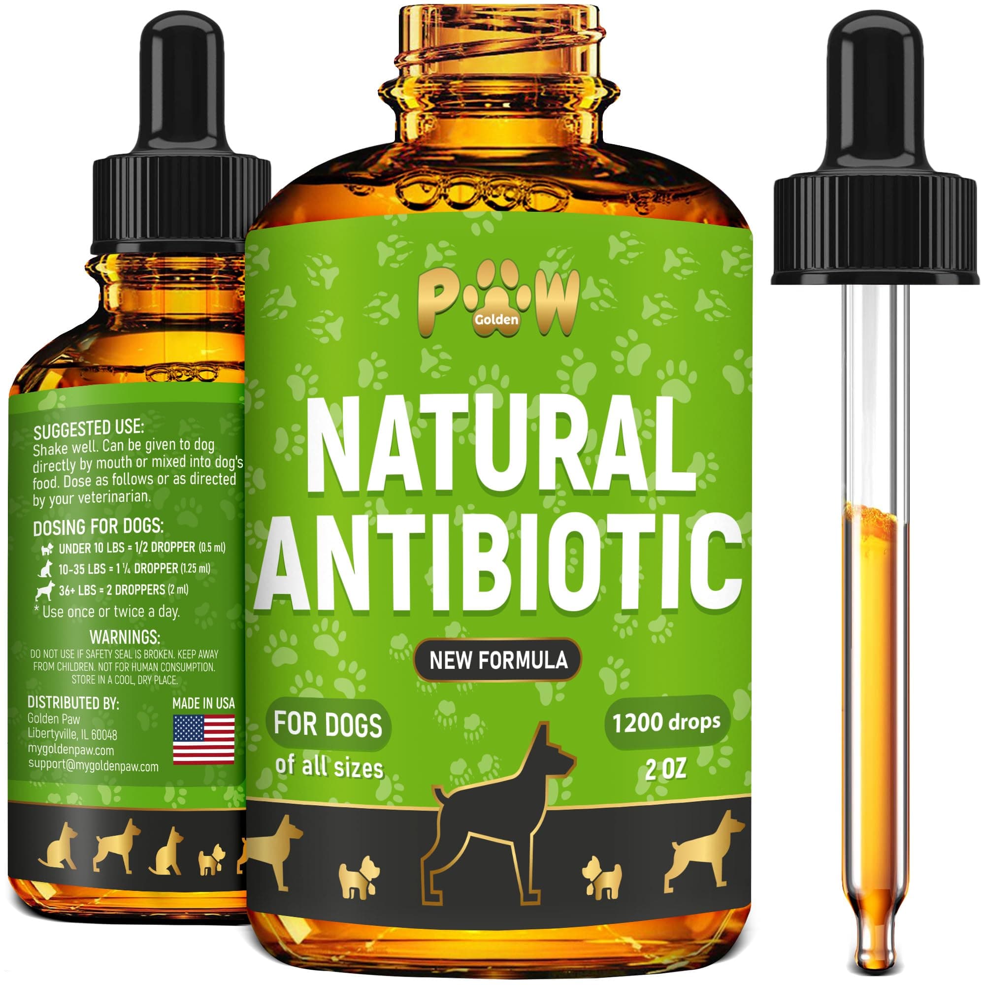 Dog Antibiotics for Infections, Cough, & Teeth Moments | Natural Antibiotics for Dogs with UTIs | Dog Allergy Relief & Canine Breath Treatment in 1 Bottle | Organic | 2 Oz