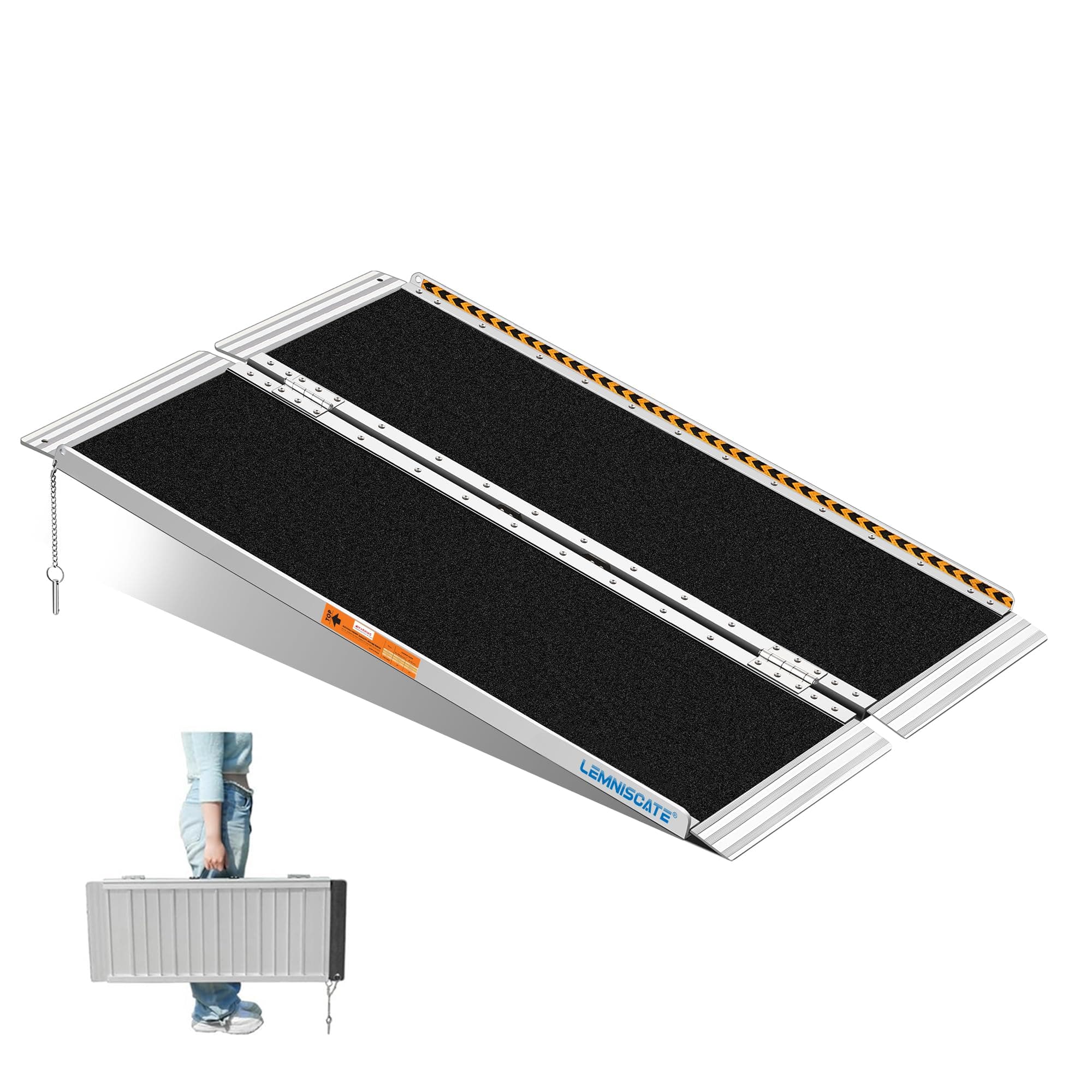 LEMNISCATE Wheelchair Ramp, Portable Fold Wheelchair Ramp, Lightweight Aluminum Ramps, Used for Wheelchairs, Thresholds, Stairs, Doorways, Scooters, 4 ft Long x 30 in Wide Anti-Slip, Capacity 600lbs