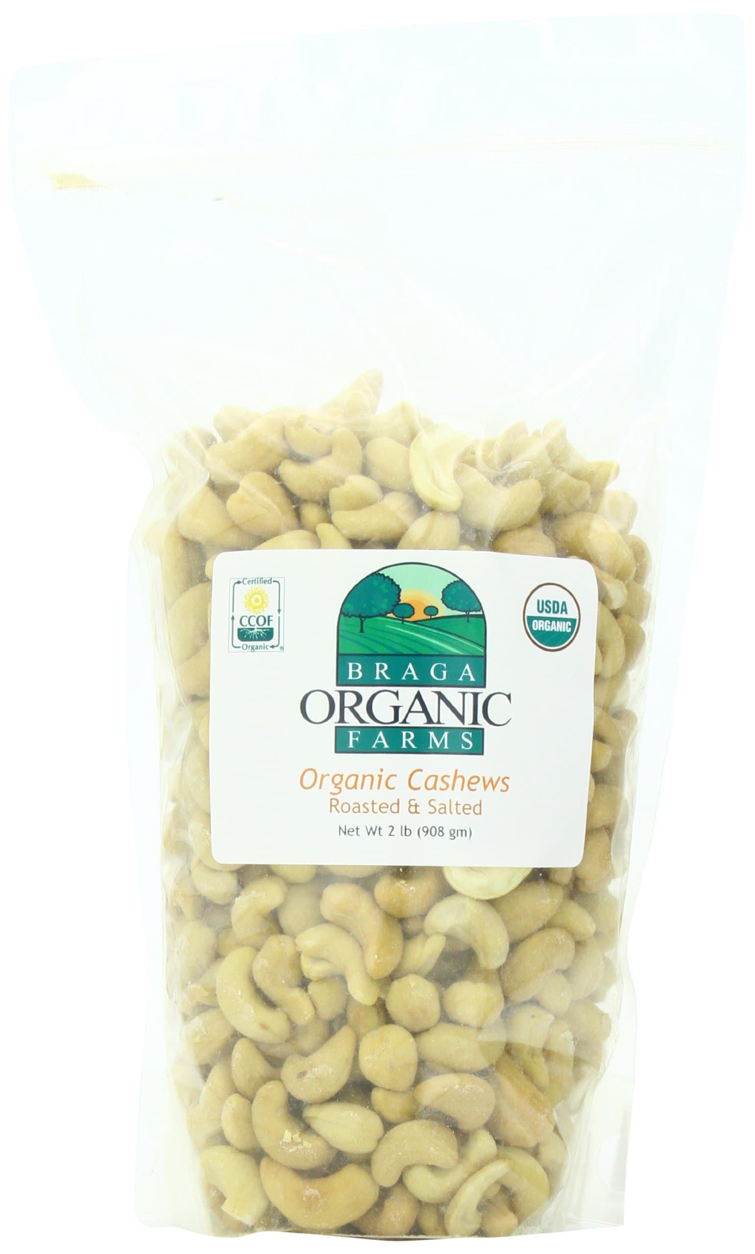 Braga Organic Farms Organic Roasted and Salted Cashews 2 lb. bag