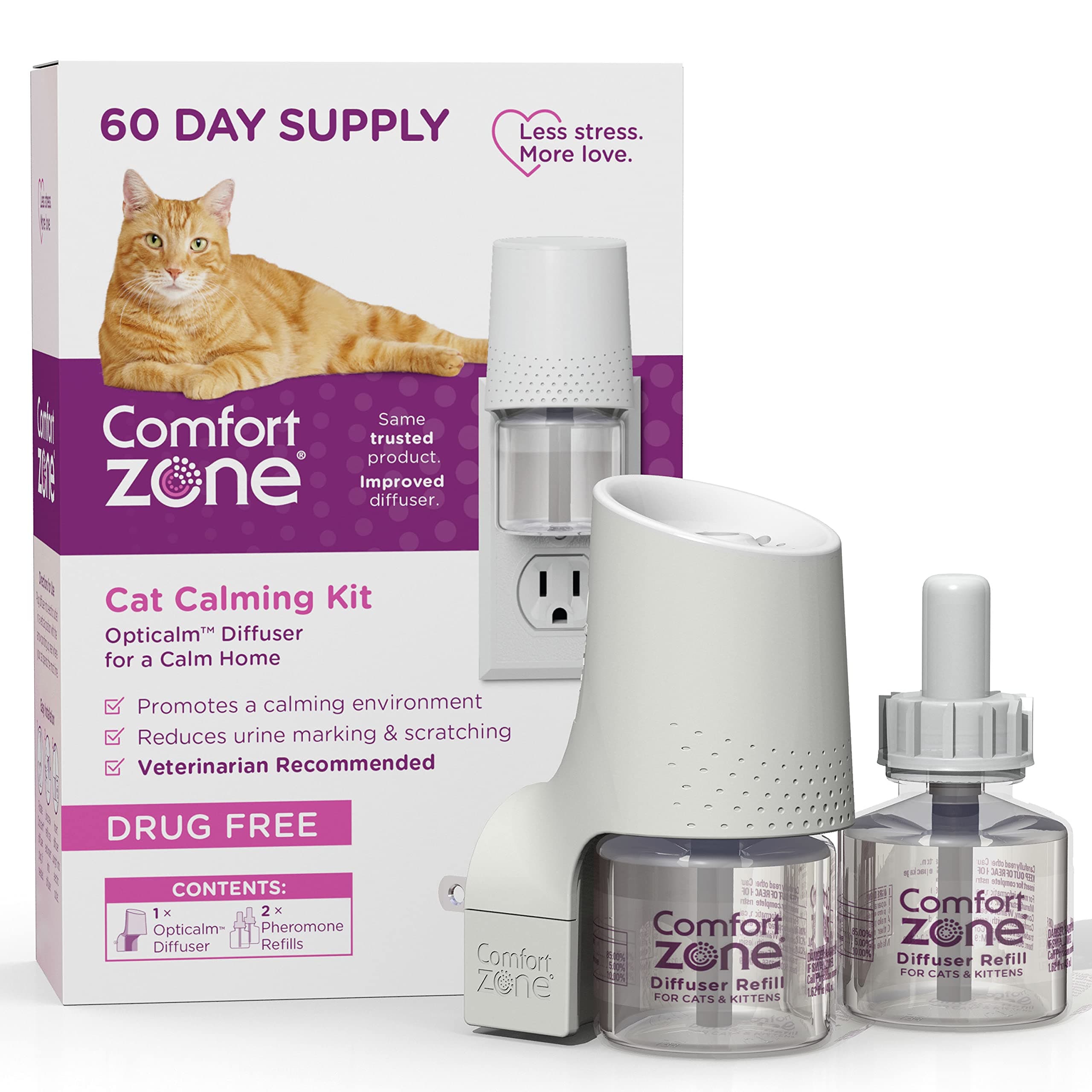 1 Diffuser Plus 2 Refills Cat Calming Kit (60-Day Supply) for a Calm Home | Veterinarian Recommend | De-Stress Your Cat and Reduce Spraying, Scratching, & Other Problematic Behaviors