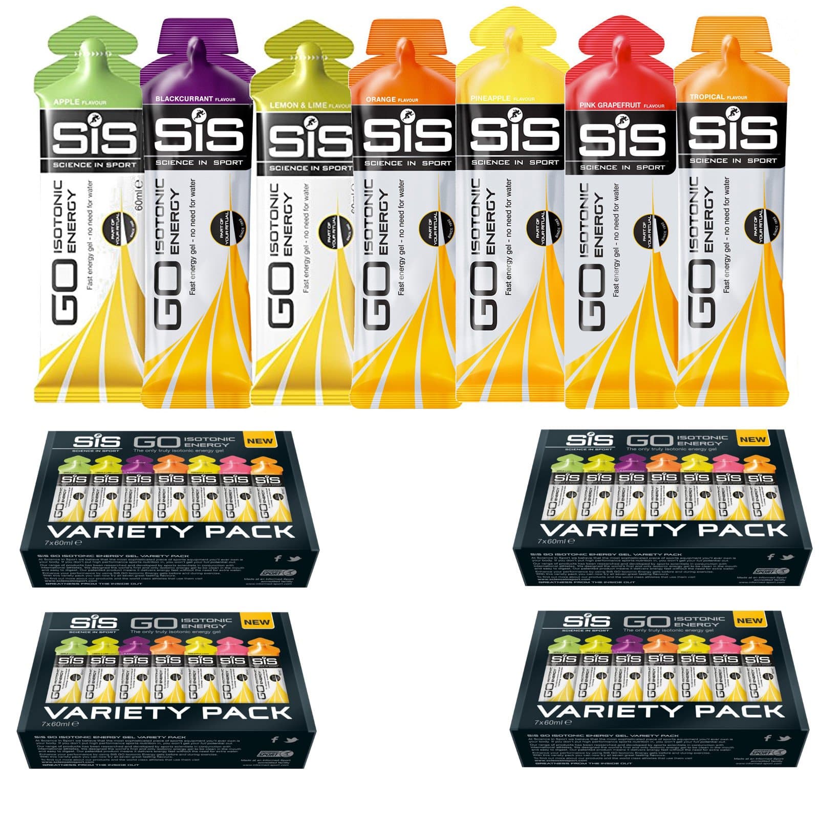 Tsmsv 7 x 60ml Isotonic Gel Varieties by Science in Sport