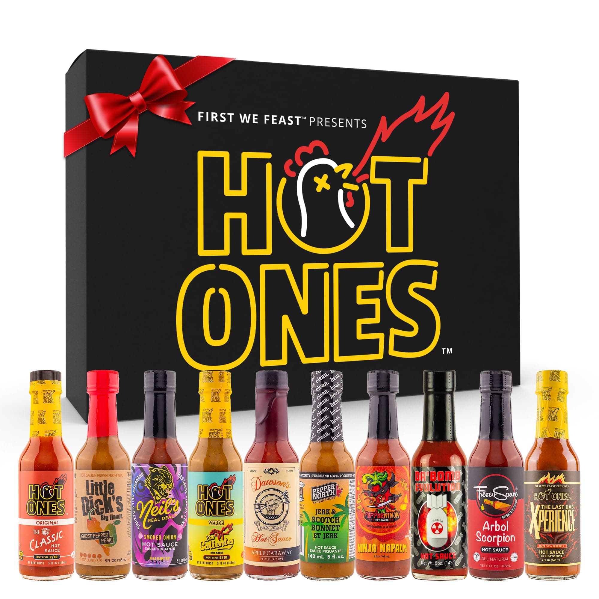 HOT ONES Hot Ones Hot Sauce Challenge Set - Season 25 Hot Sauce Gift Sets - Assorted Hot Sauce Pack Made With Natural Ingredients - Ex Gift Set