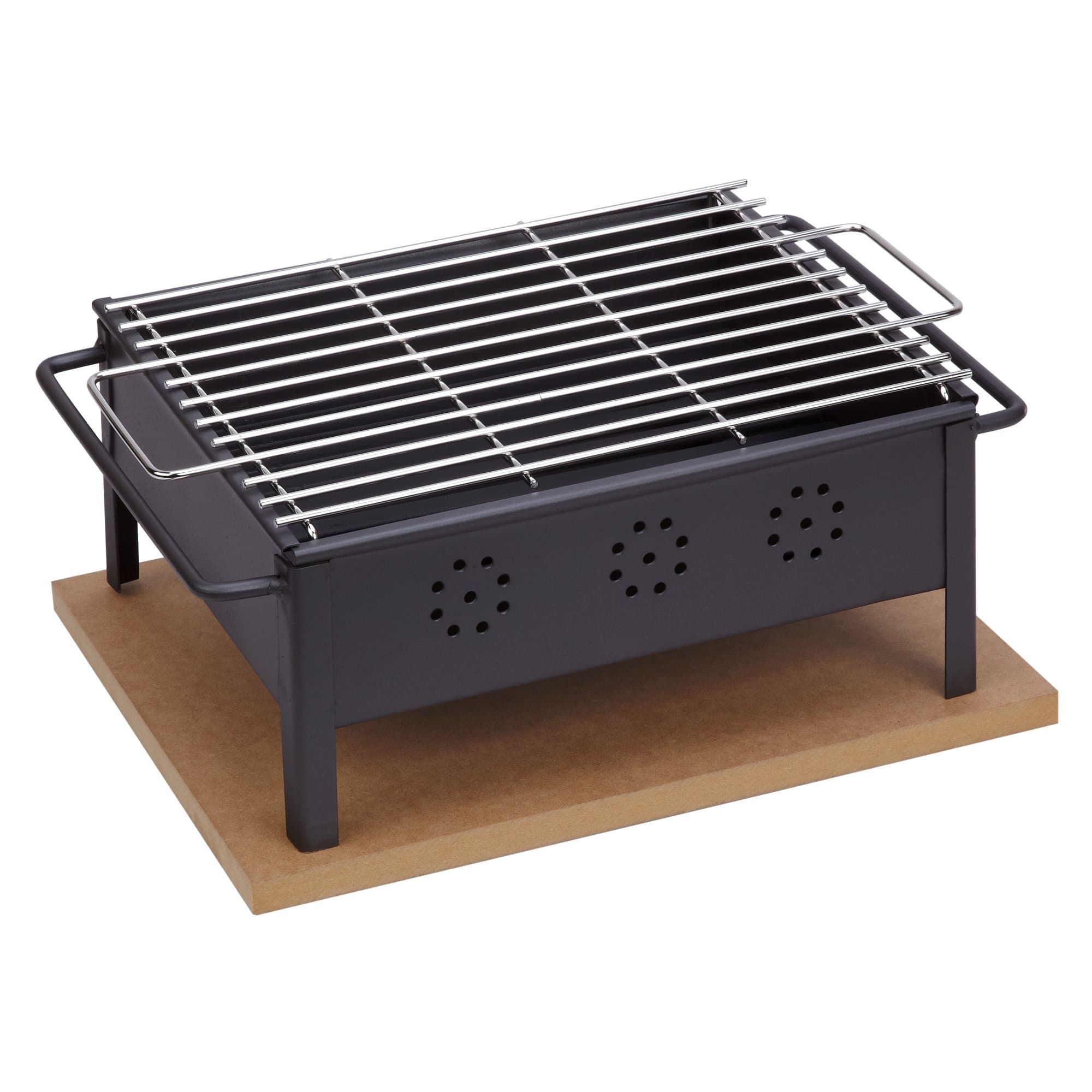 SAUVIC 02906 30 x 25 cm 18/8 Table Barbecue with Stainless Steel Grill Rack - Black