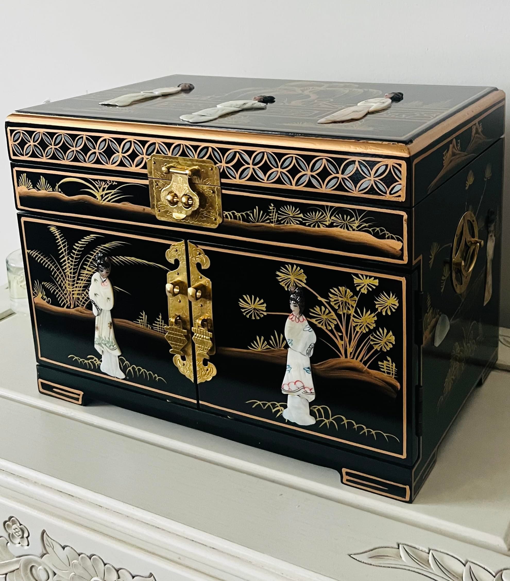 China Warehouse Direct Chinese Hand Painted Jewellery Box Organiser, Mother Of Pearl Oriental Furniture & Giftware