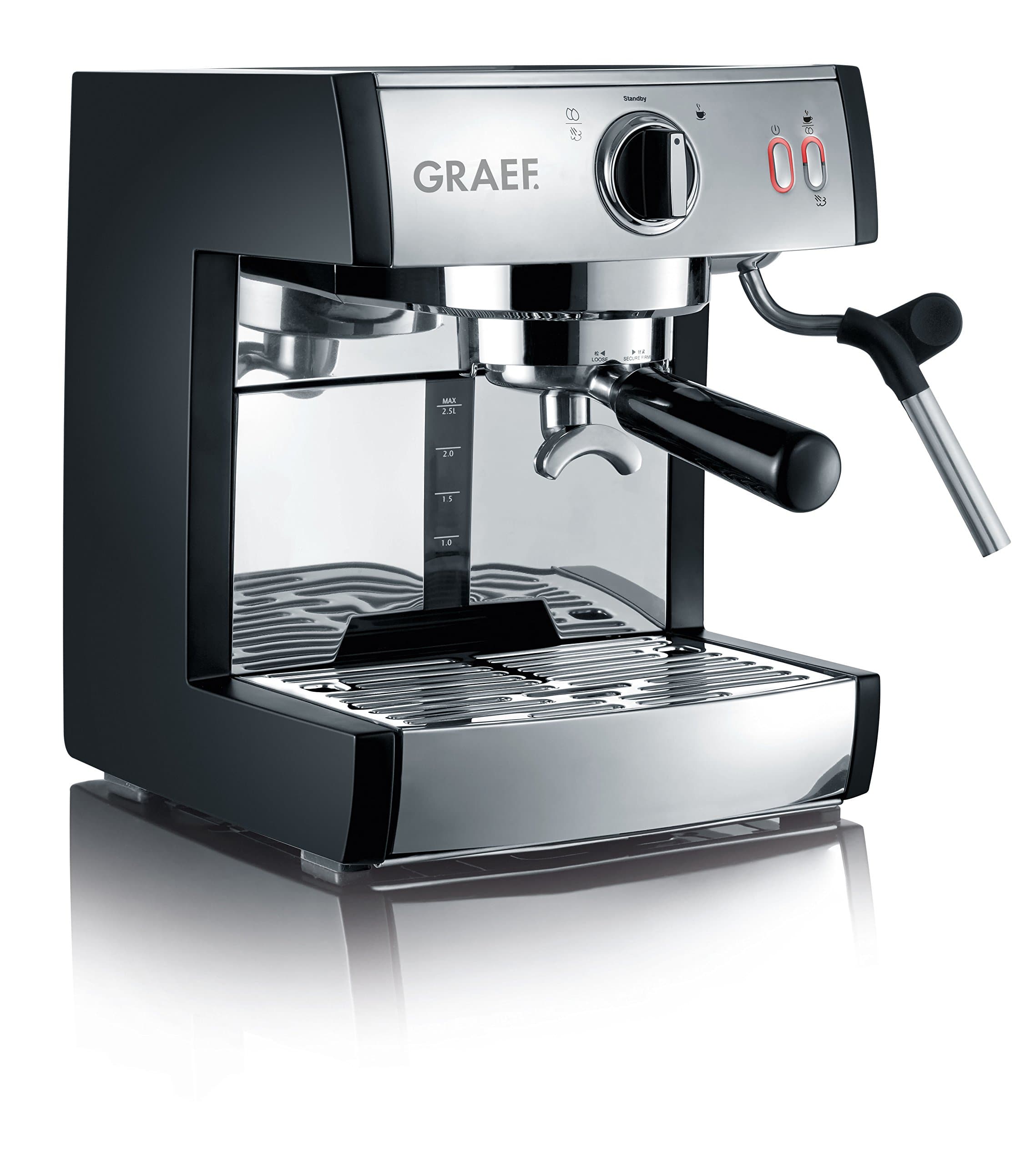 Graef pivalla Espresso machine 2.5L Black - coffee makers (freestanding, Espresso machine, Ground coffee, Espresso, Black, Stainless steel)