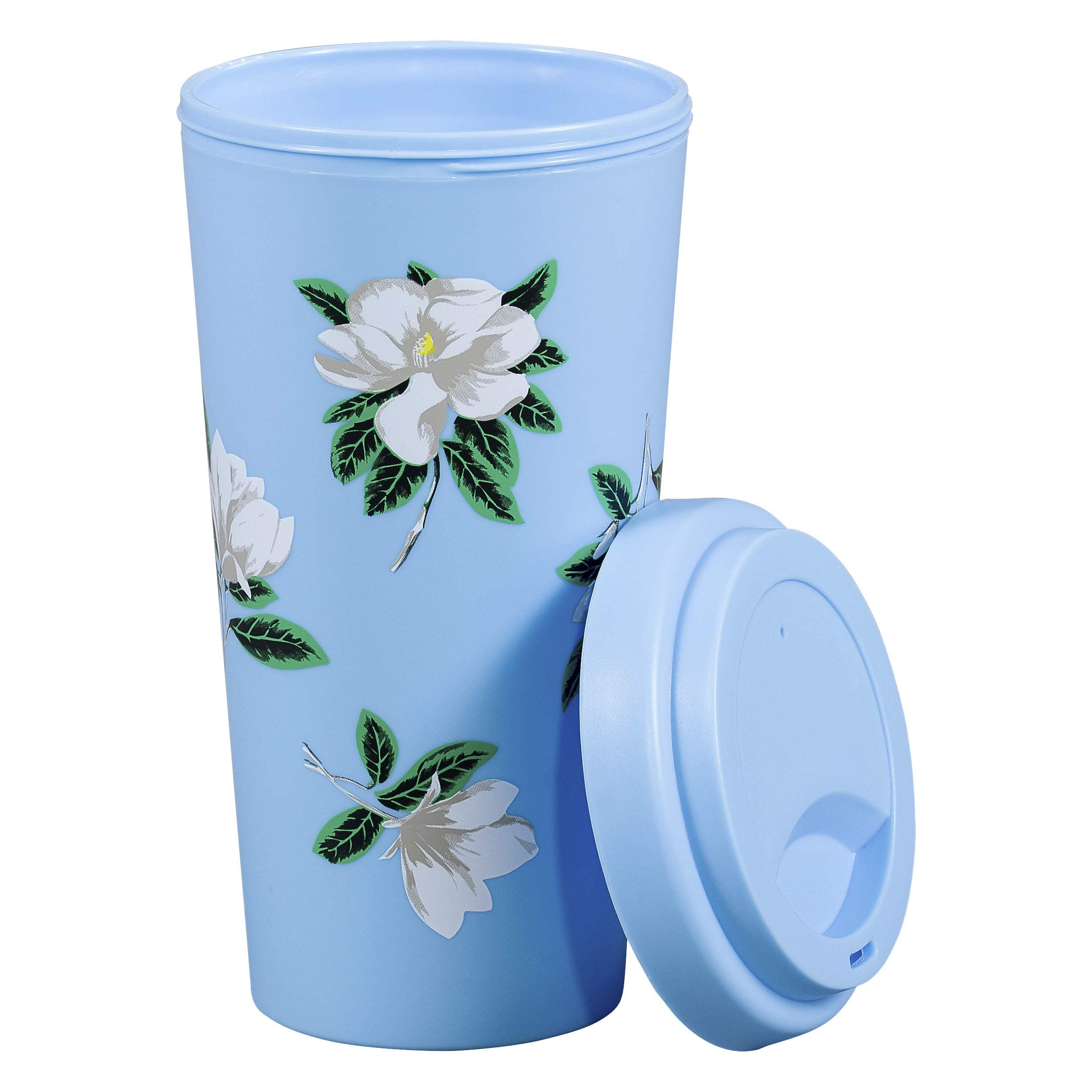 Draper James Double Walled Plastic Magnolia Travel Coffee Mug, one, Light Blue