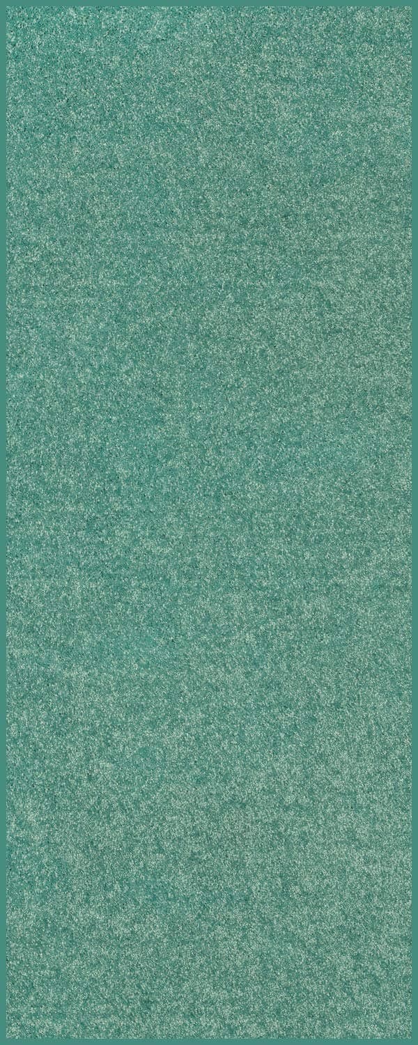 Home Queen Solid Color Custom Size Runner Area Rug Teal, 2' x 6'
