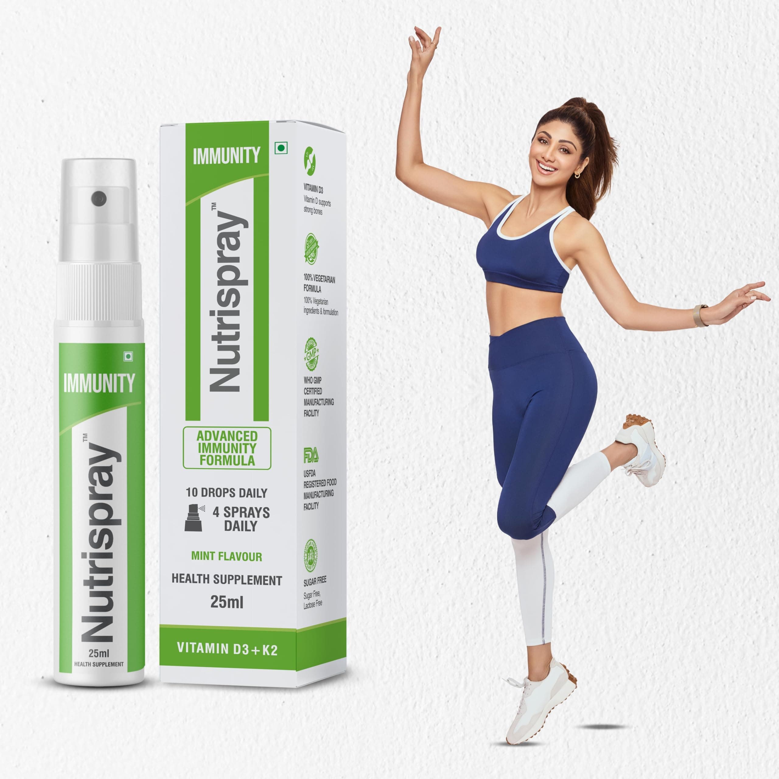 IMMUNITY Vitamin D3 + K2 Oral Spray | Fast Absorption Vitamin D Supplement | Supports Bone Strength, Heart Health & Calcium Absorption | Daily Wellness for Men & Women | Pack of 1 (25ml)