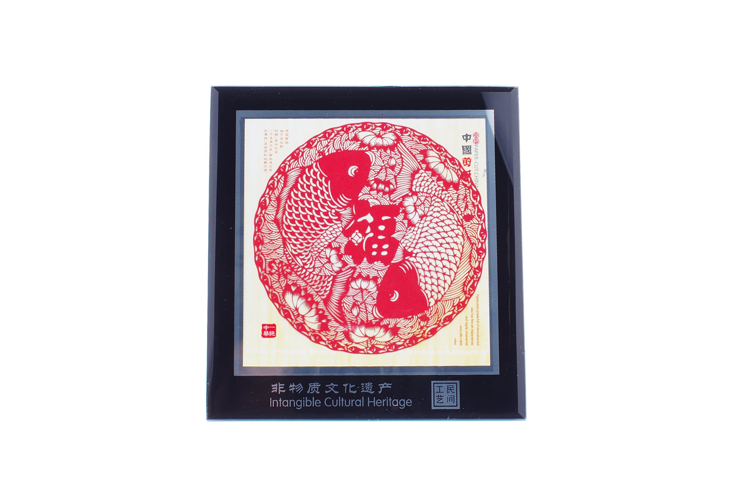 Picture Frame Photo Frame Acrylic Paper Cut Picture Frame Wall & Table Decoration-Koi Carp & Chinese Calligraphy-22