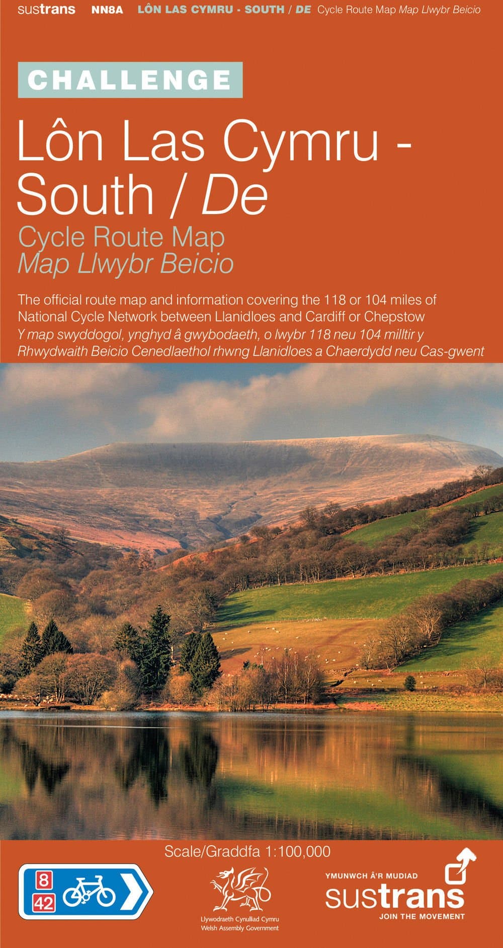 Lon Las Cymru South - Sustrans Cycle Route Map - NN8A: The Official Route Map and Information Covering the 118 or 104 Miles of the National Cycle Network Between Llanidloes and Cardiff or Chepstow