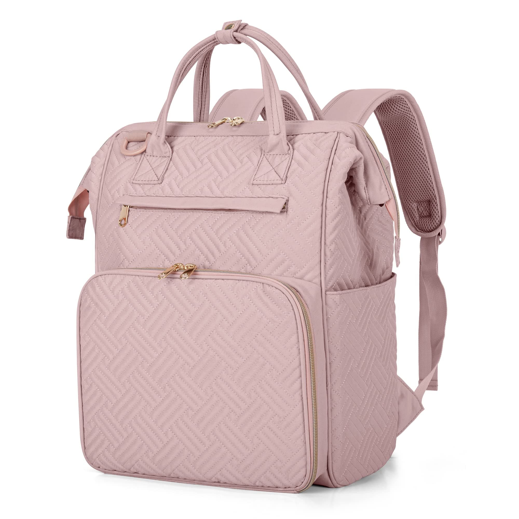 Fasrom Teacher Laptop Backpack for Women, 14 inch Computer Work Backpack Nurse Bag for Business, College, Travel and Home Visits (Empty Bag Only), Pink