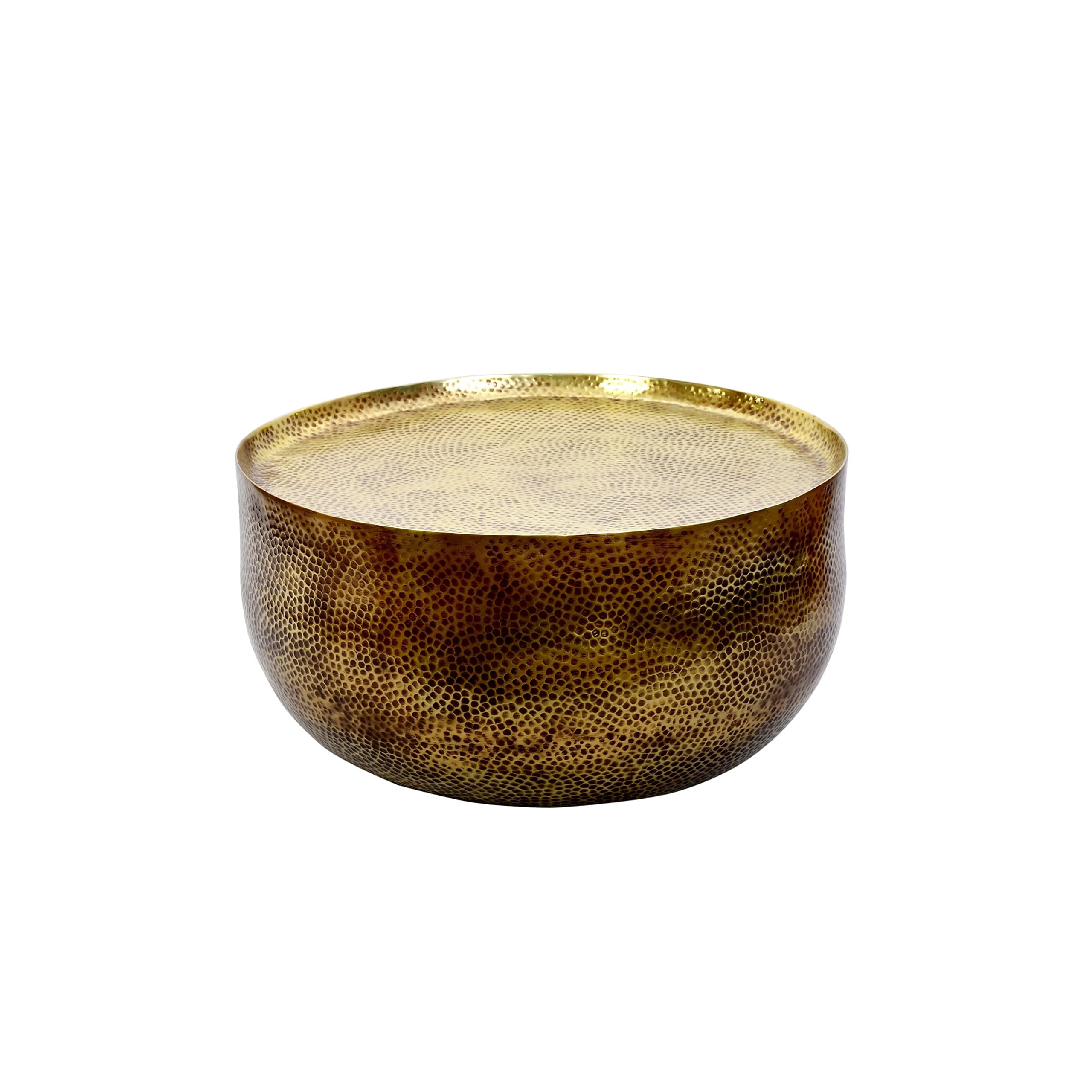 Moroccan Brass Antique Hammered Coffee Table Modern Contemporary Round Metal Handmade