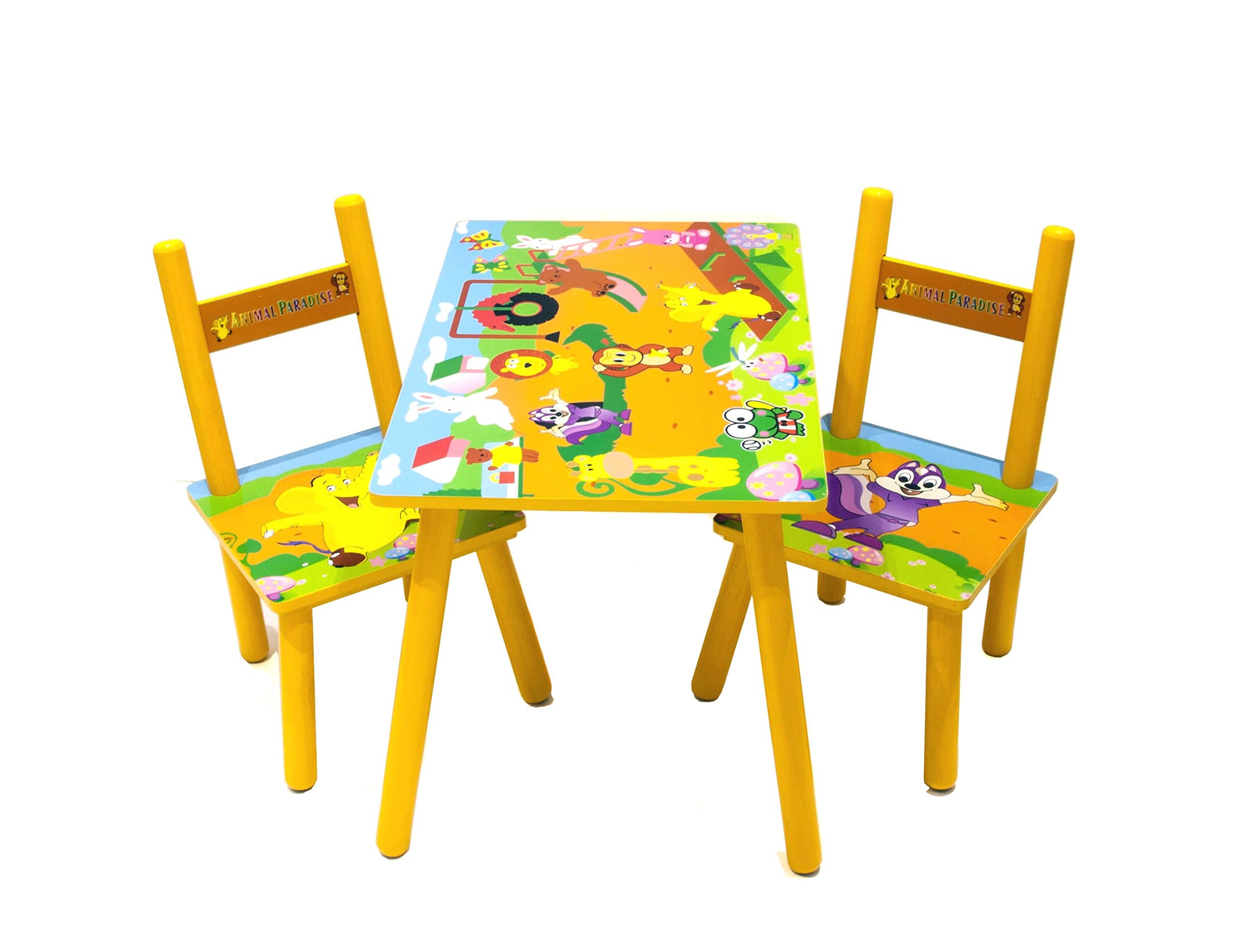 Lauris Children Kids Toddler Wood Wooden Table 2 Chairs Set Boys Girls Animal Design