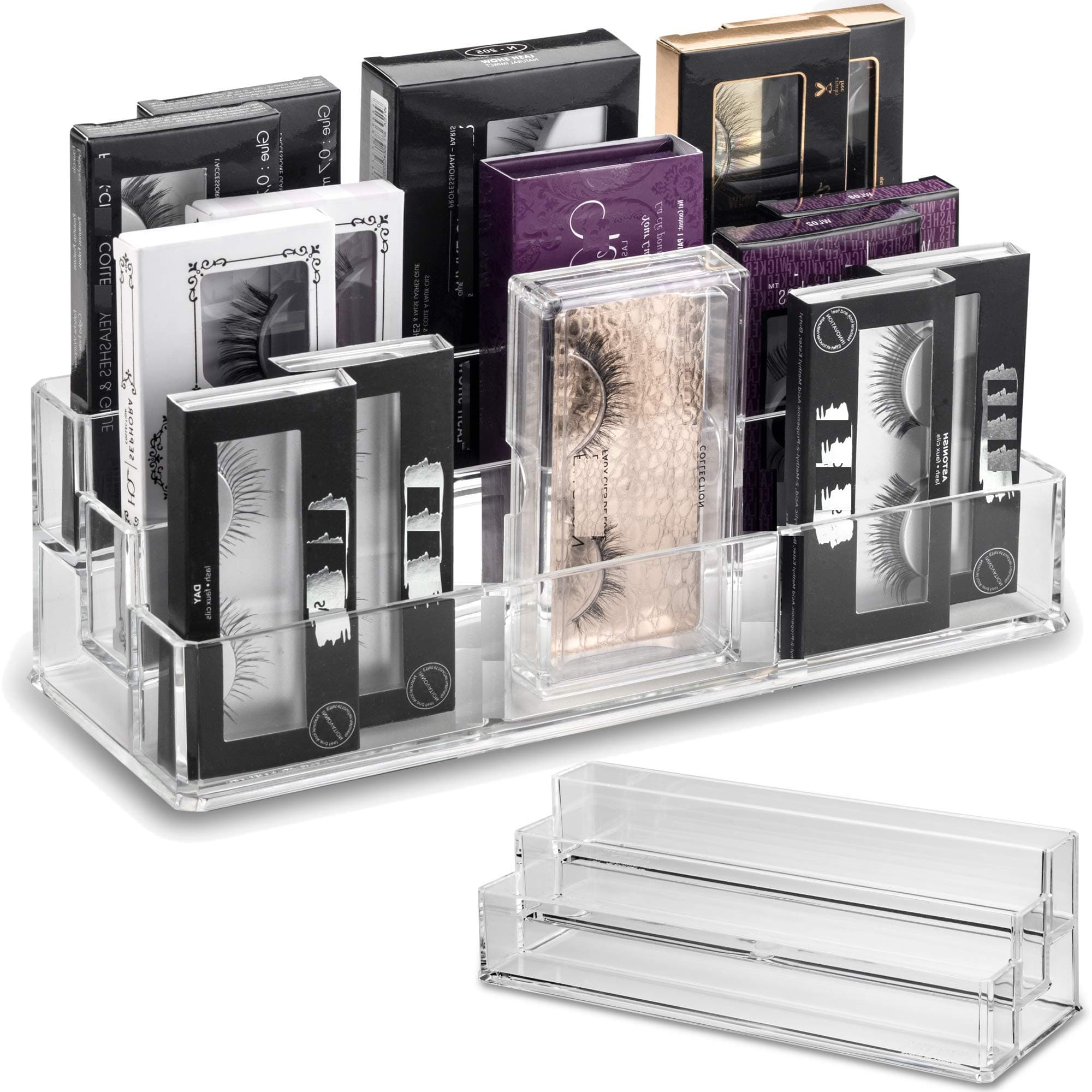 byAlegory Tiered Acrylic Eyelash Makeup Organizer | 3 Tiers (CLEAR)