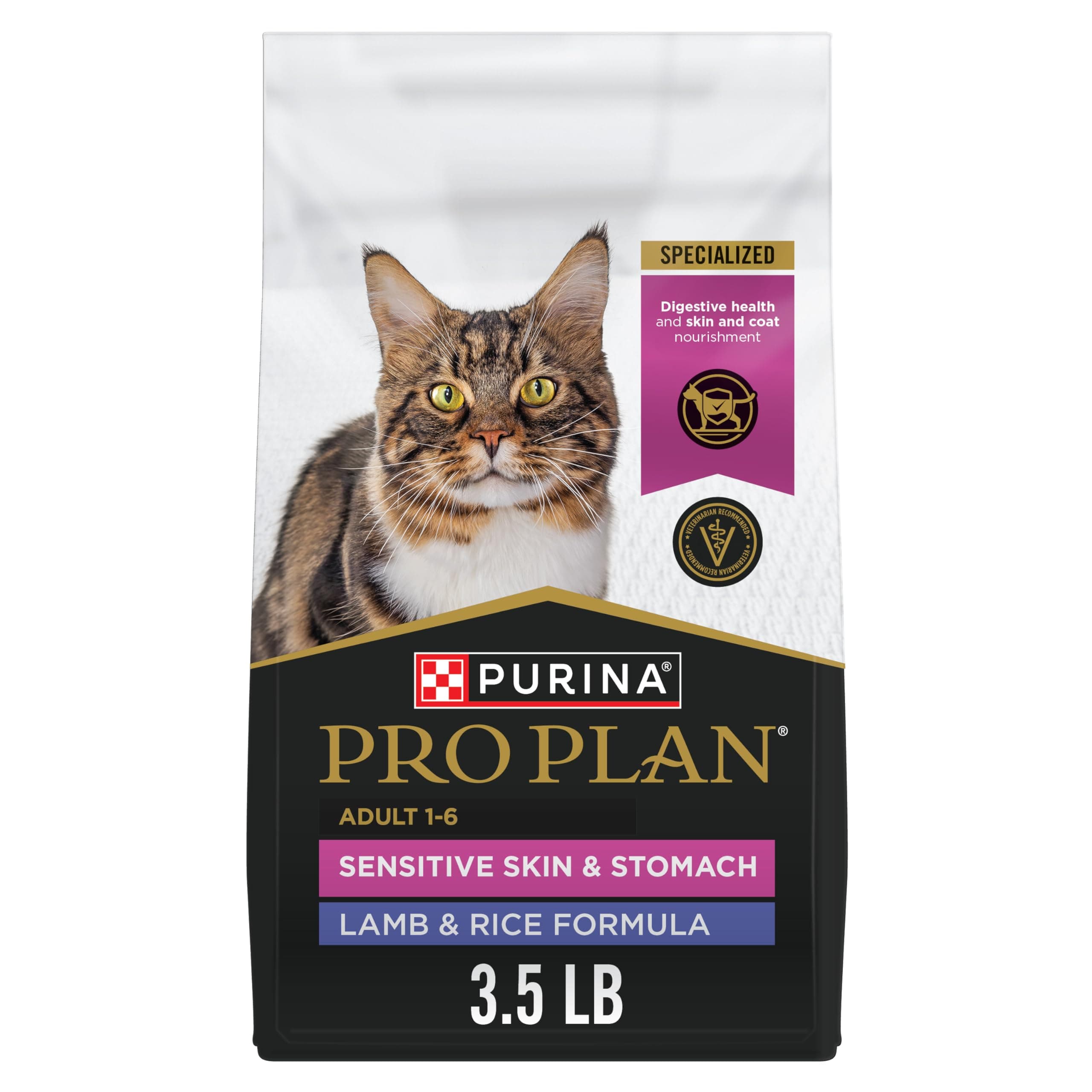Purina Pro Plan Sensitive Skin and Stomach Dry Cat Food Lamb and Rice Formula - 3.5 lb.
