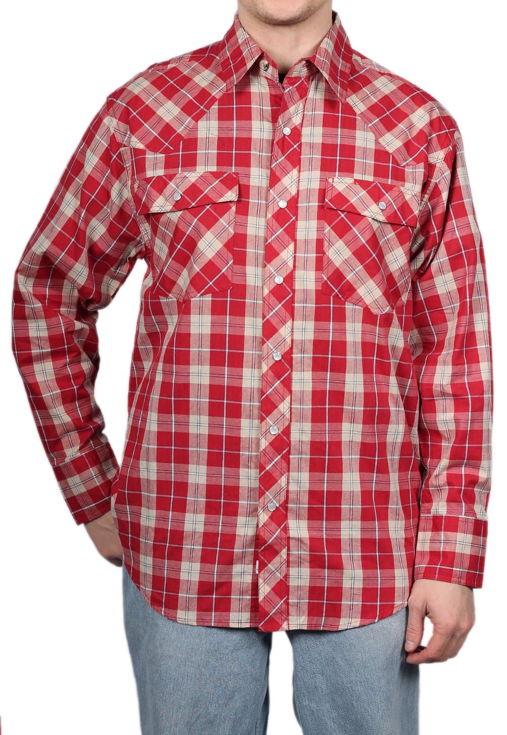 Men's Western Plaid Shirt Red Plaid XL