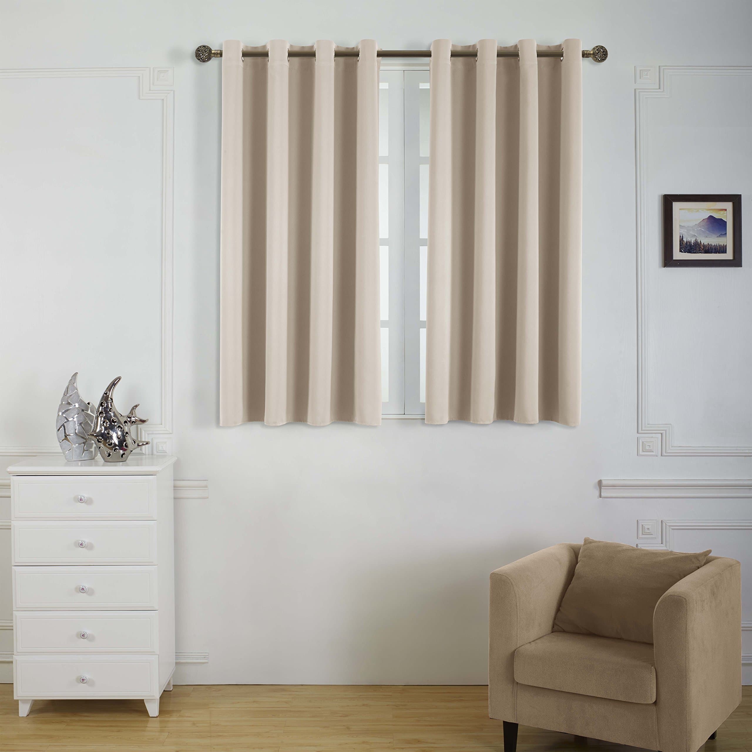 LOMUS Room Darkening Thermal Insulated Grommet Blackout Curtains Window Panel Drapes for Bedroom ( 2 Panels, 52 x 63 inch,Beige )