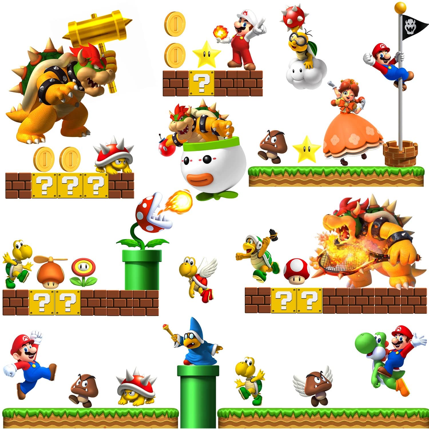 KEOJUE Brothers Wall Decals Build Scene Wall Stickers Peel and Stick Video Game Wall Art Decor Decals for Kids Boys Room Nursery Living Room and Door