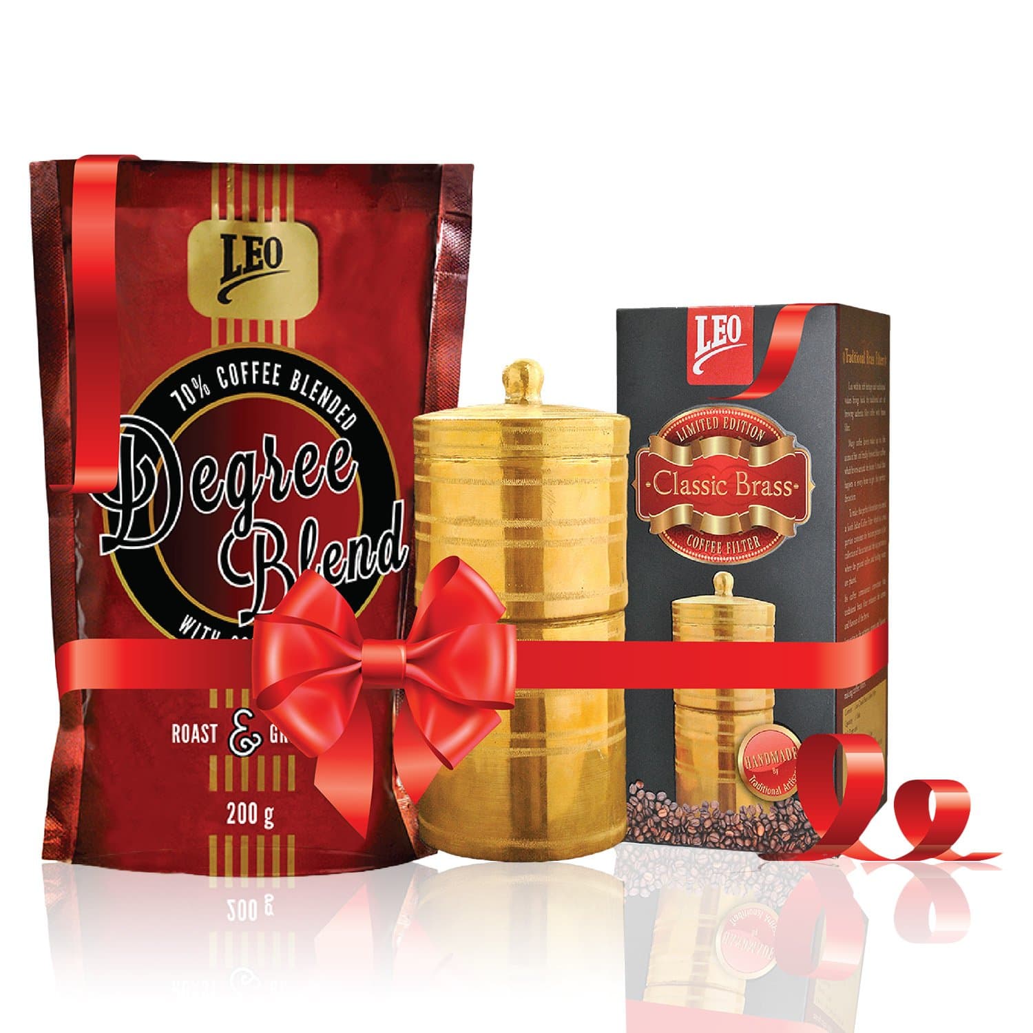 Leo Coffee - Degree Blend Filter Coffee Powder (500 Grams (17.6 Oz)) & Brass Filter